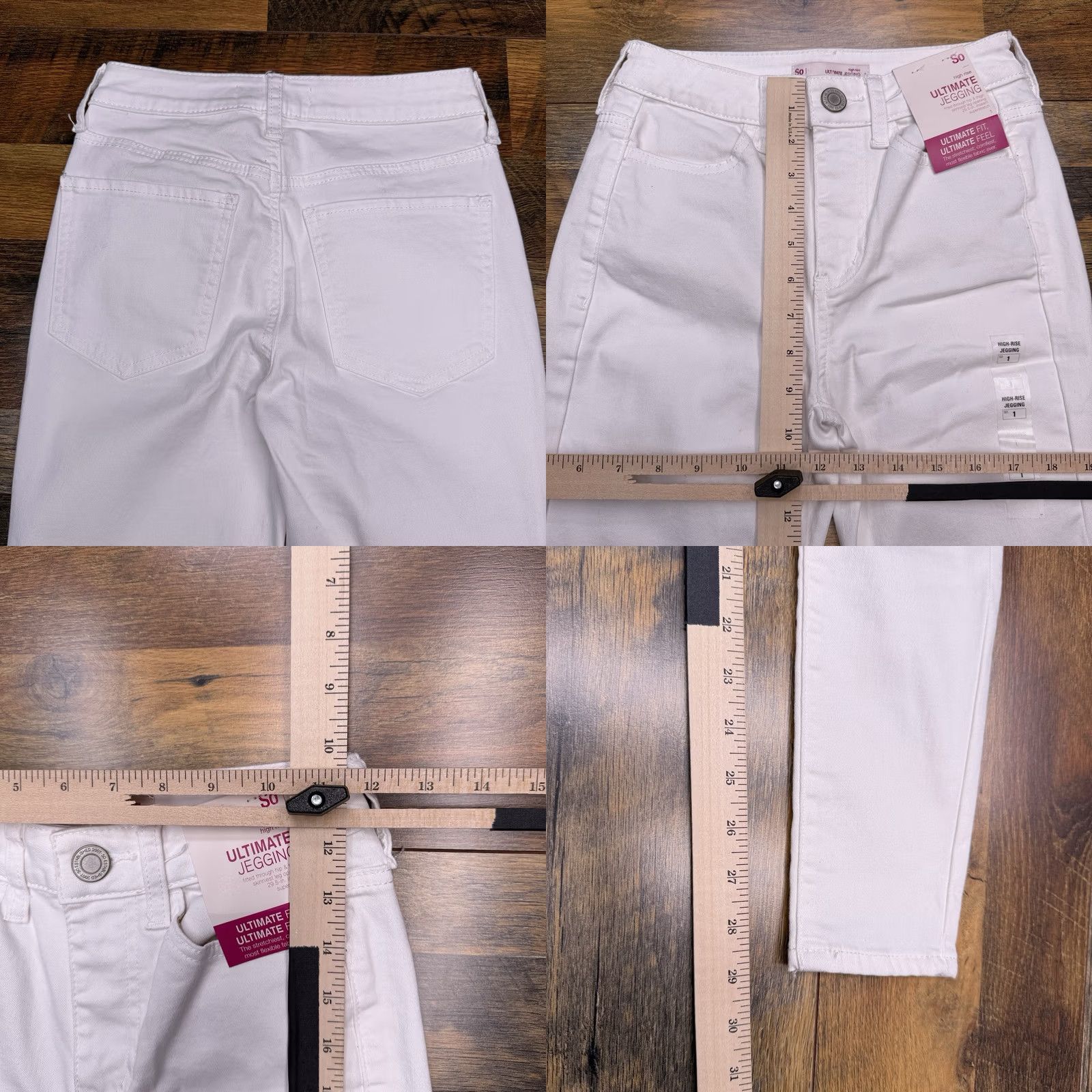 Vintage SO Ultimate Jegging Womens 1 White High Rise Jeans Slim 5-Pocket Denim Cotton Blend Zip Inseam 29" Size 25" / US 0 / IT 36 - 8 Thumbnail