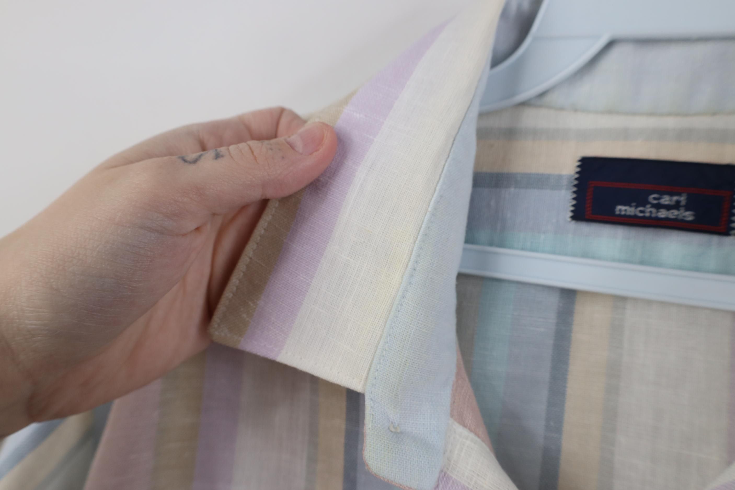 Vintage Vintage 70s Streetwear Knit Pastel Striped Button Shirt USA Size US L / EU 52-54 / 3 - 9 Thumbnail