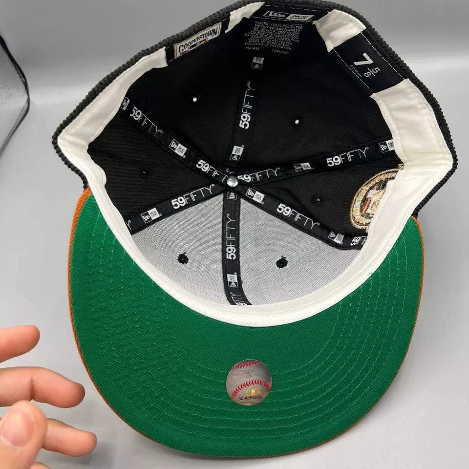 New Era Houston Astros Hat Men 7 5/8 Black Green Corduroy MLB Fitted Size ONE SIZE - 2 Thumbnail