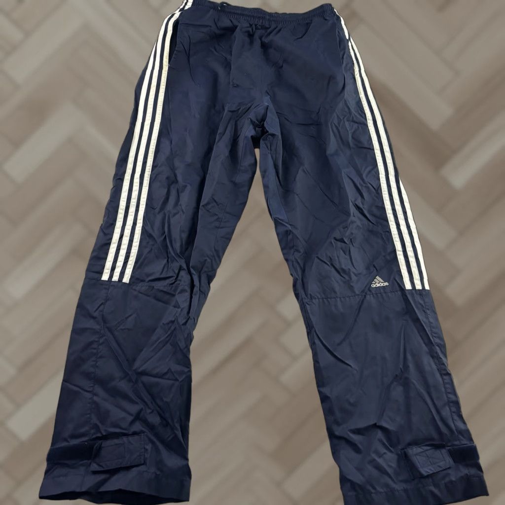 Adidas VINTAGE adidas 3 Stripe Lined Track Pants Men's Large Blue Track Pants Mens L Blue 3 Stripe Size US 33 - 1 Thumbnail