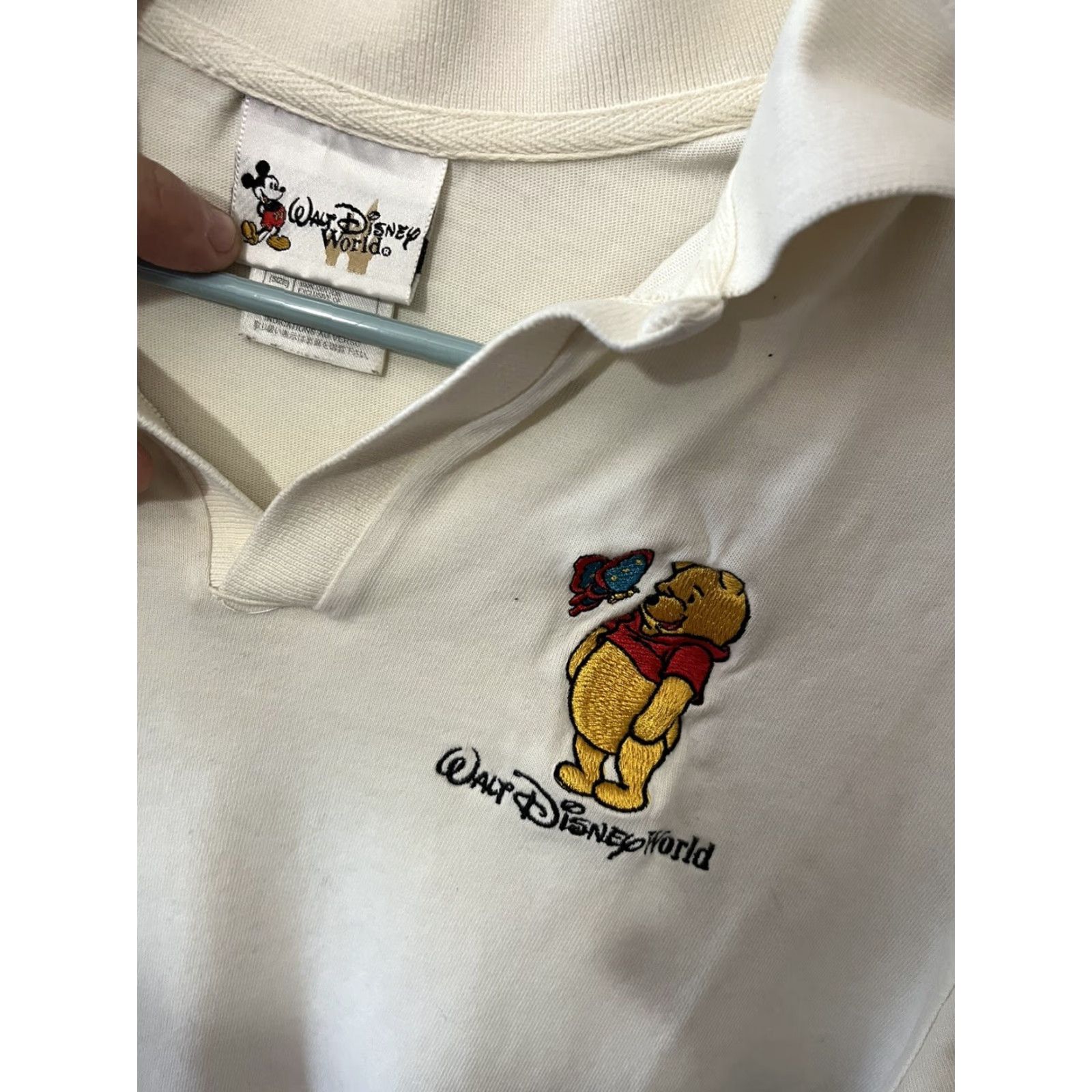Disney Disney Winnie The Pooh Women's Polo Sweatshirt Cream Size M Adult Women Polo Top Embroidered 100% Cotton Sweatshirt Size M / US 6-8 / IT 42-44 - 2 Thumbnail