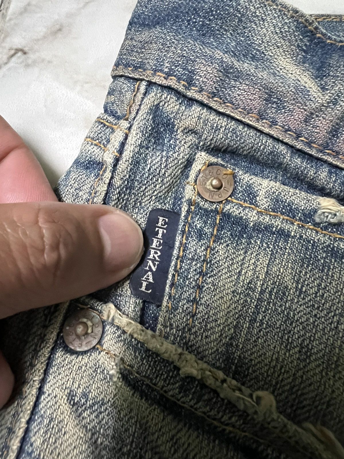 Eternal × If Six Was Nine × Le Grande Bleu (L.G.B.) 💥Vintage 90’s💥Eternal Mud Wash Distress Jeans Size US 30 / EU 46 - 9 Thumbnail