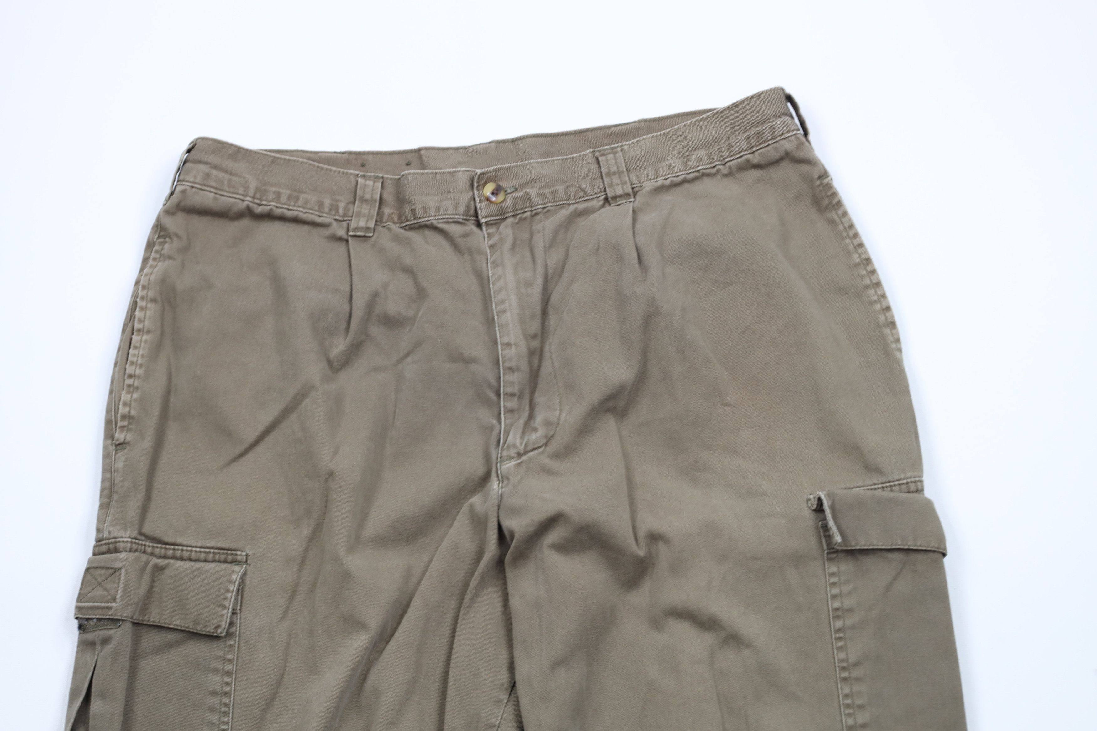 Vintage Vintage 90s Streetwear Wide Leg Cargo Pants Green Cotton Size US 34 / EU 50 - 2 Thumbnail