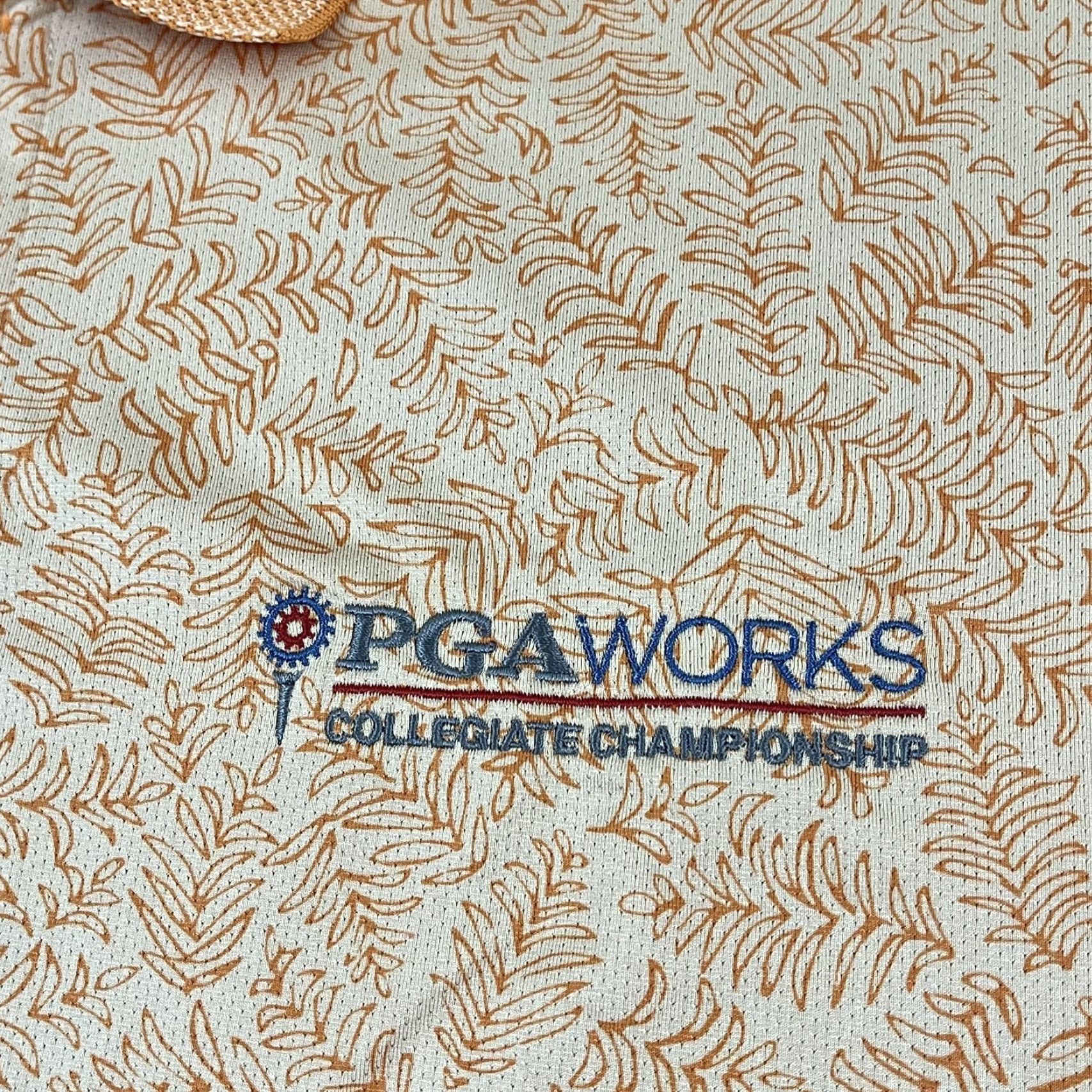 Vintage PGA WORKS Collegiate Championship Polo Shirt Mens 2XL Orange Floral Dunning Golf Size US XXL / EU 58 / 5 - 2 Thumbnail
