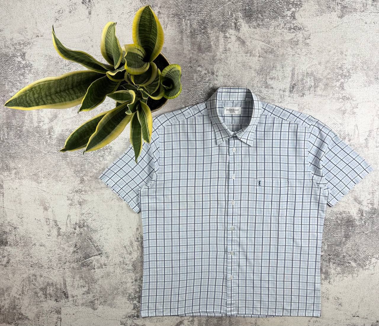 Yves Saint Laurent Yves Saint Laurent YSL Paris Blue Men’s XL Size Checked Basic Button Blank Shirt Size US XL / EU 56 / 4 - 1 Thumbnail