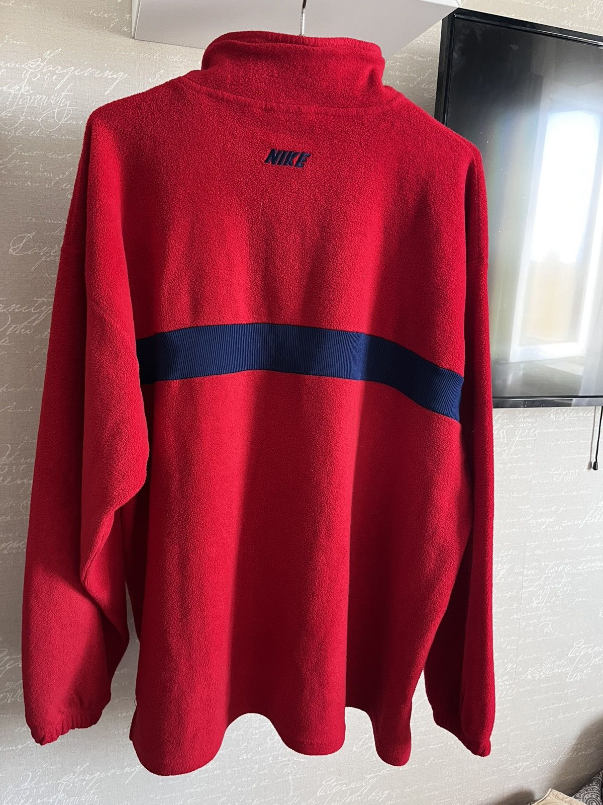 Nike × Vintage Vintage 90s red Nike quarter-zip fleece sweatshirt Size US XXL / EU 58 / 5 - 2 Thumbnail