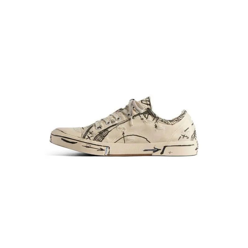 Balenciaga o1tr1nto1025 Paris Low Top Sketch Sneakers in Beige Size US 12 / EU 45 - 4 Thumbnail