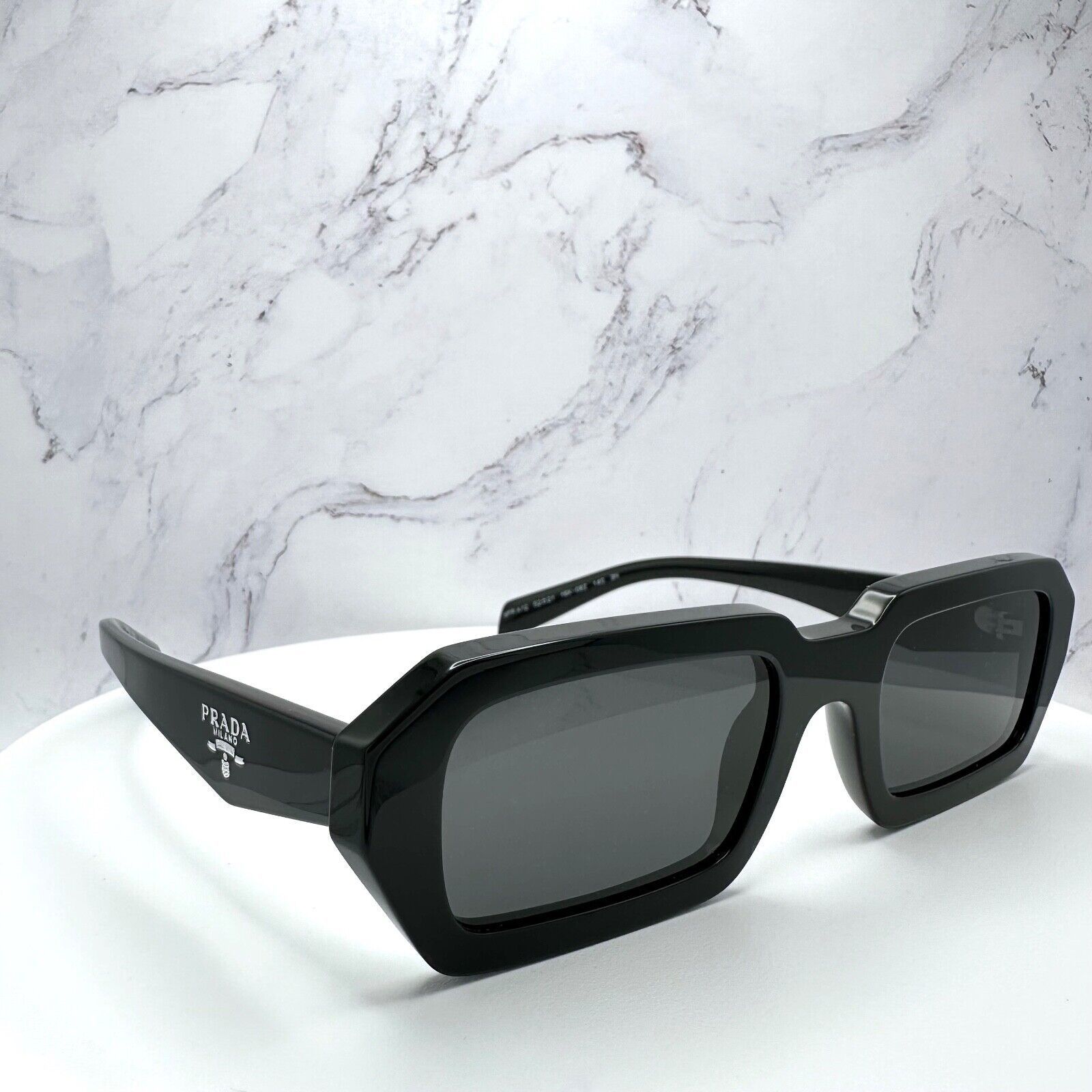 New PRADA Sunglasses Black Symbole PRADA MILANO Logo Square
