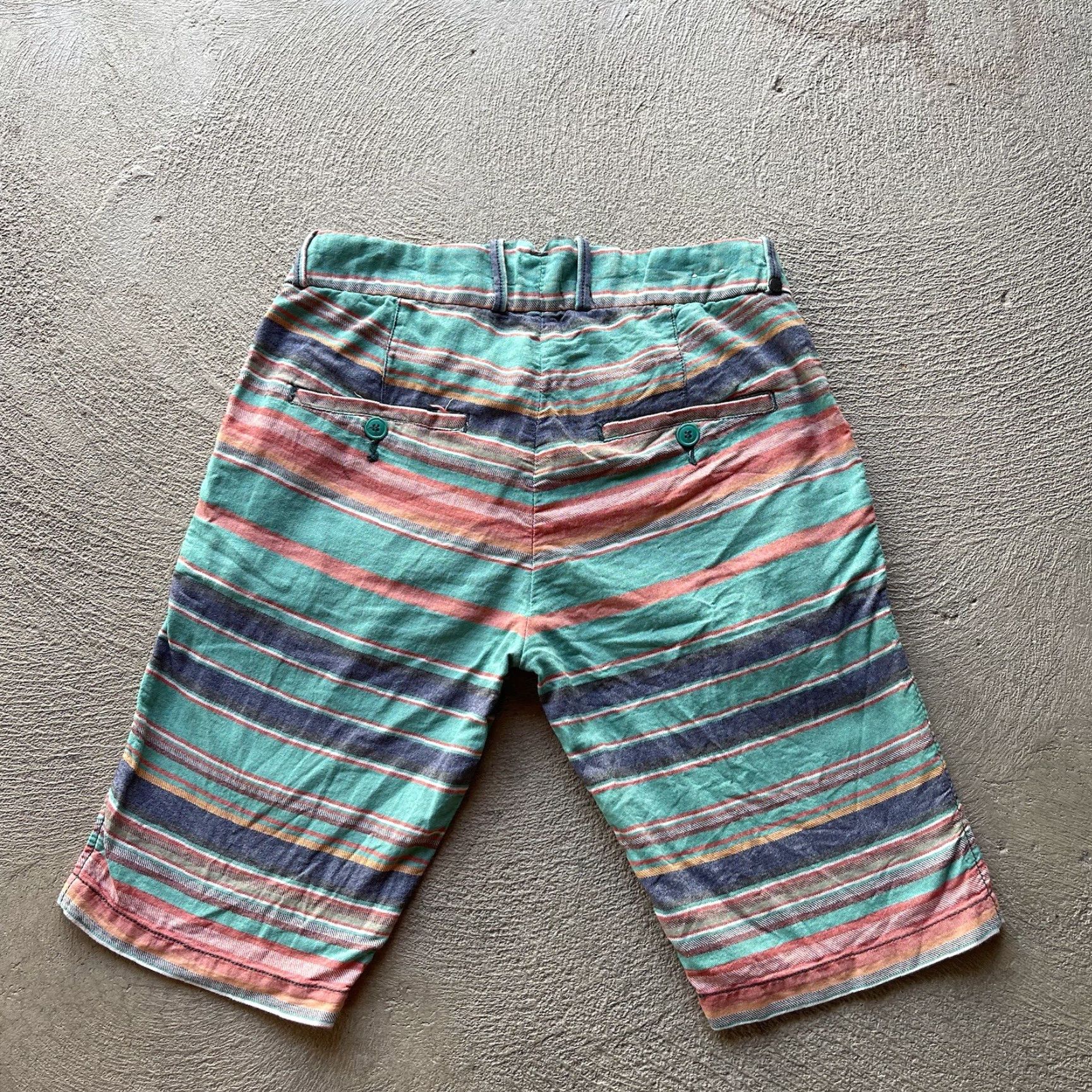 Vintage JET LAG Men's 31 Green Chino Shorts Striped Casual Travel Workwear Preppy Size US 31 - 3 Thumbnail