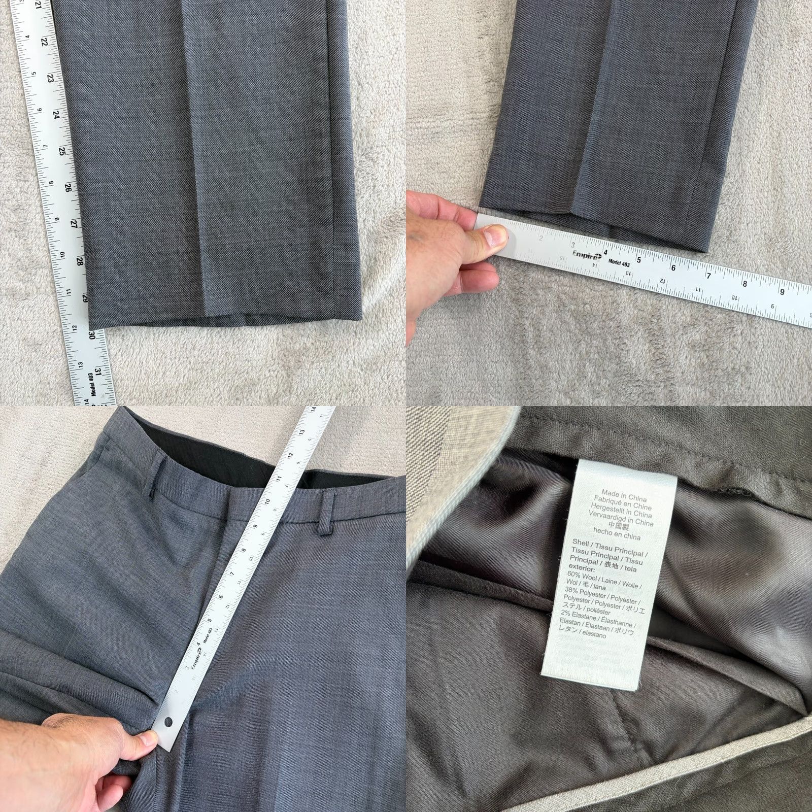 J.Crew J.CREW Bowery Slim-Fit Trouser Pants Gray Wool Blend Men 33x30 NWT Dress Pants Formal Slit Pocket Straight 30in Inseam Size US 33 - 8 Thumbnail
