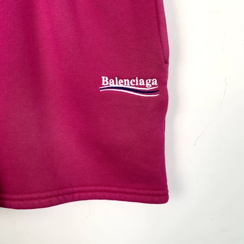 Balenciaga Balenciaga Pink logo monogrammed elasticated waist shorts Size 27" / US 4 / IT 40 - 4 Thumbnail