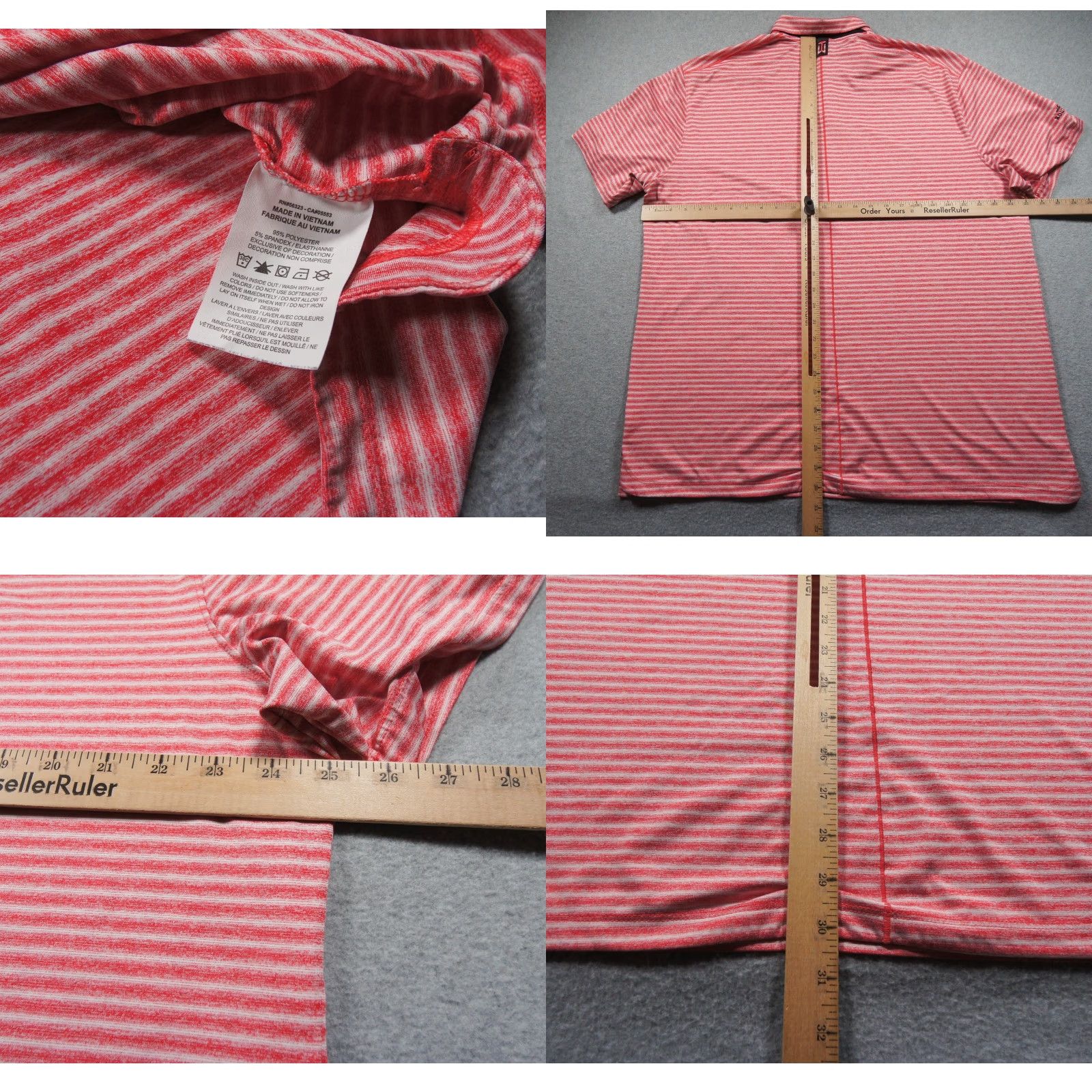 Nike Nike Tiger Woods Dri-Fit Polo Shirt Mens XL Red Striped Golf Boulder Ridge Polyester Spandex Logo Cap Neck Collared Short Sleeve Men’s Golf Shirt Size US XL / EU 56 / 4 - 8 Thumbnail