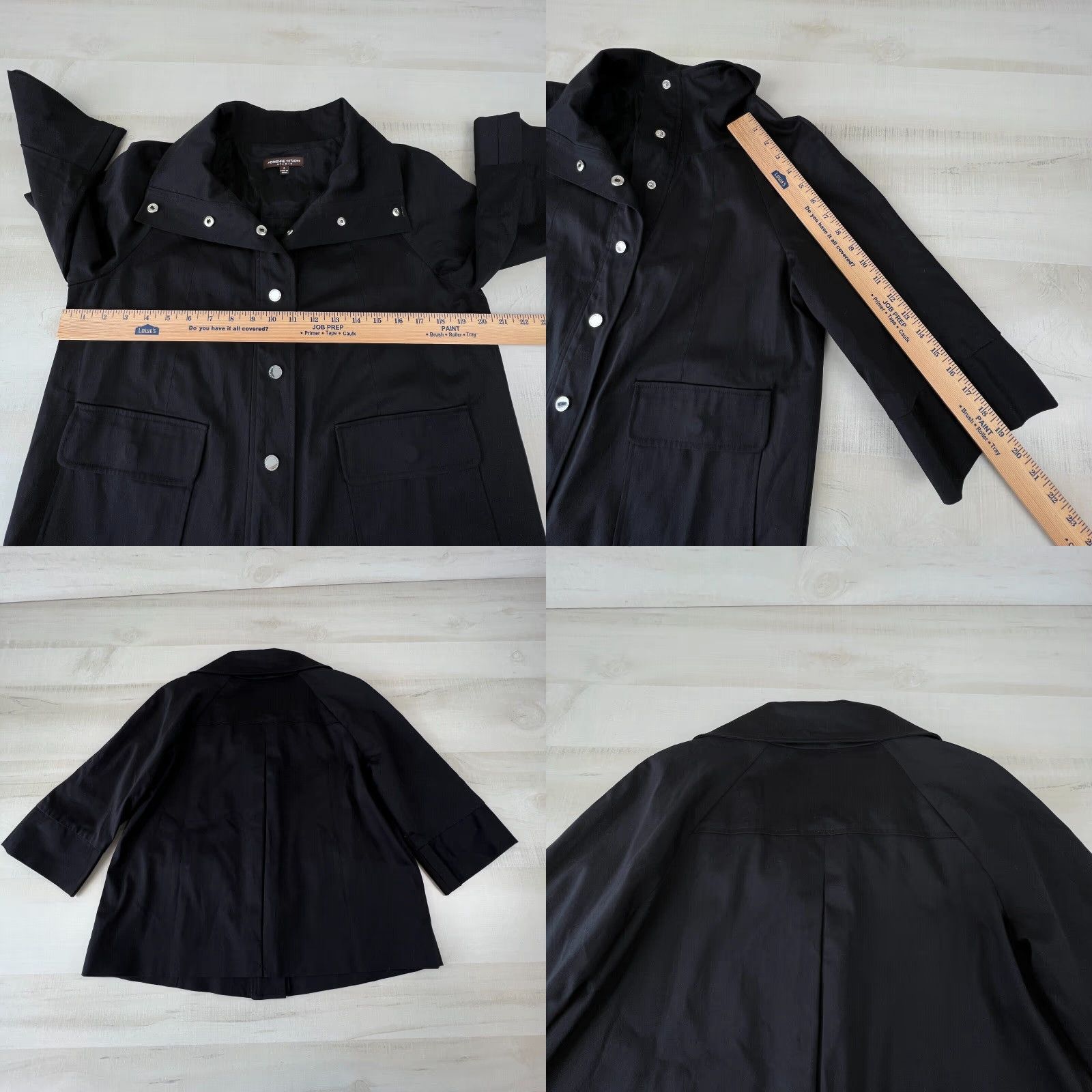 Vintage Adrienne Vittadini Womens Black 3/4 Sleeve Snap Button Collar Top Shirt Size 6 Size M / US 6-8 / IT 42-44 - 8 Thumbnail