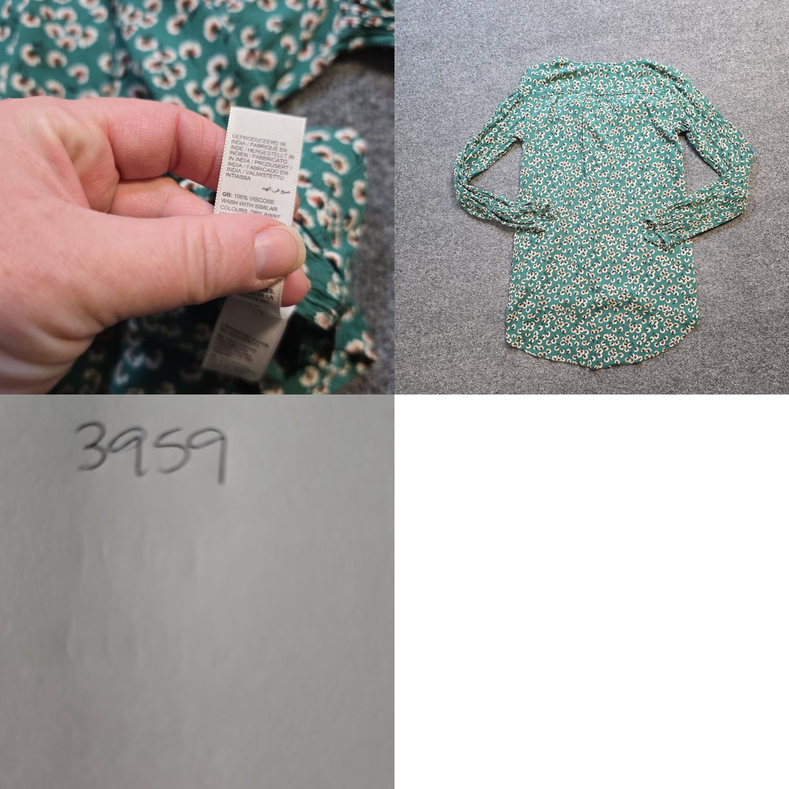 FatFace Fat Face Top Women 4 Green Floral Long Sleeve V-Neck Blouse Casual Vintage? No Size S / US 4 / IT 40 - 8 Thumbnail