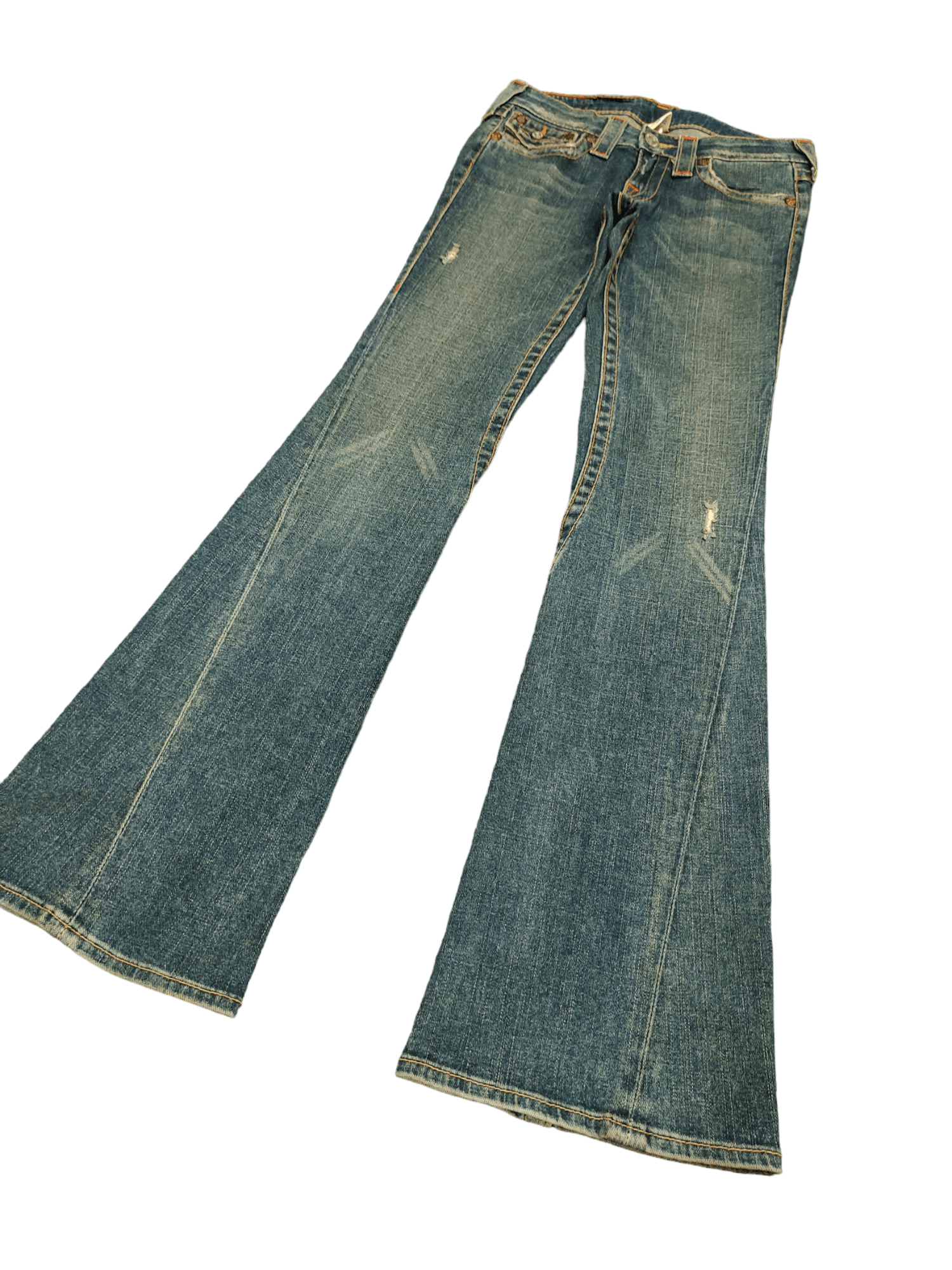 True Religion Flare Jeans True Religon Distress Faded Low Rise Boot Cut Size US 26 / EU 42 - 11 Thumbnail