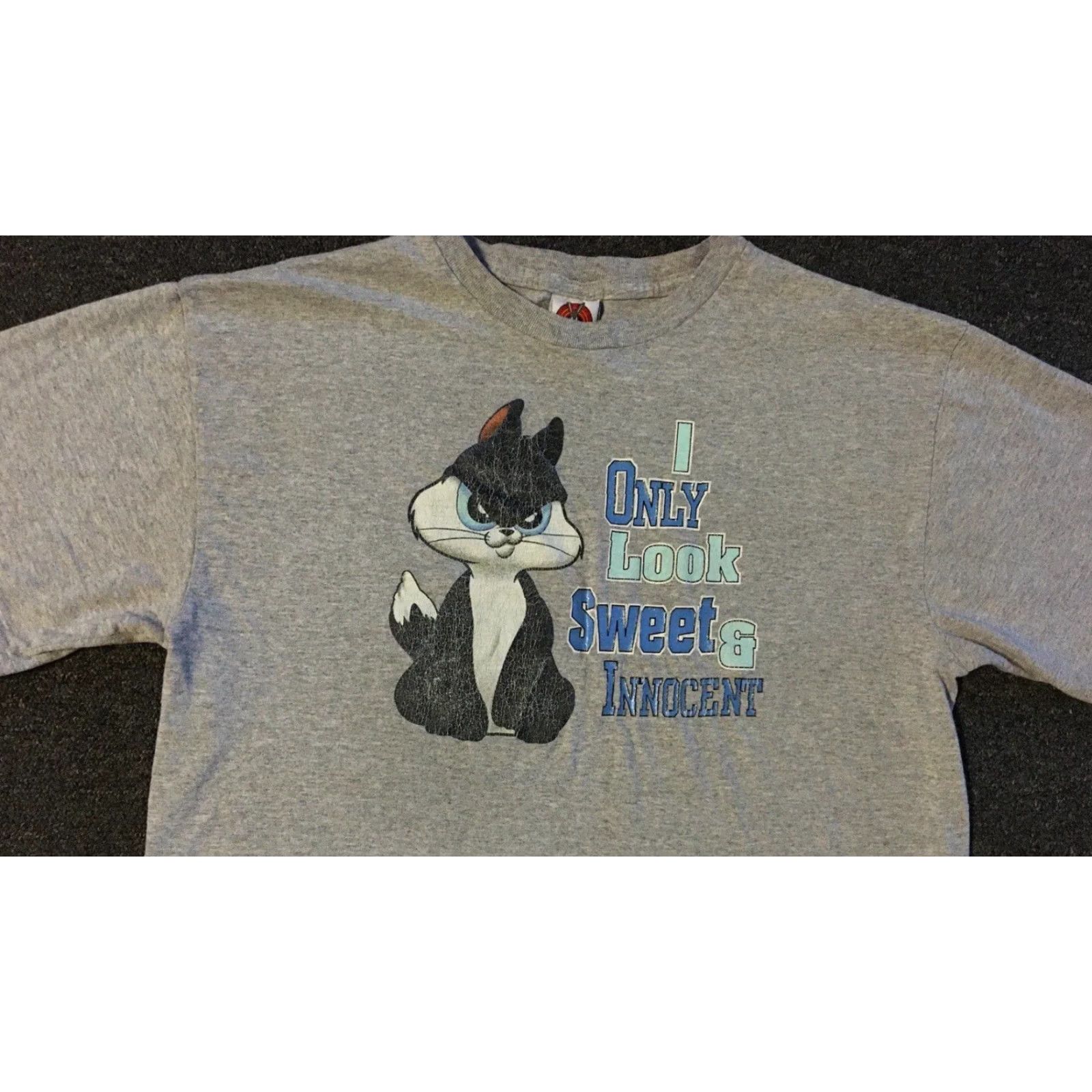 Vintage VINTAGE Pepe Le Pew Sweet Innocent Faded Shirt Men L Gray 90s Cartoon Looney Tunes Space Jam NBA Bugs Bunny Tweety Disney Size US L / EU 52-54 / 3 - 4 Thumbnail