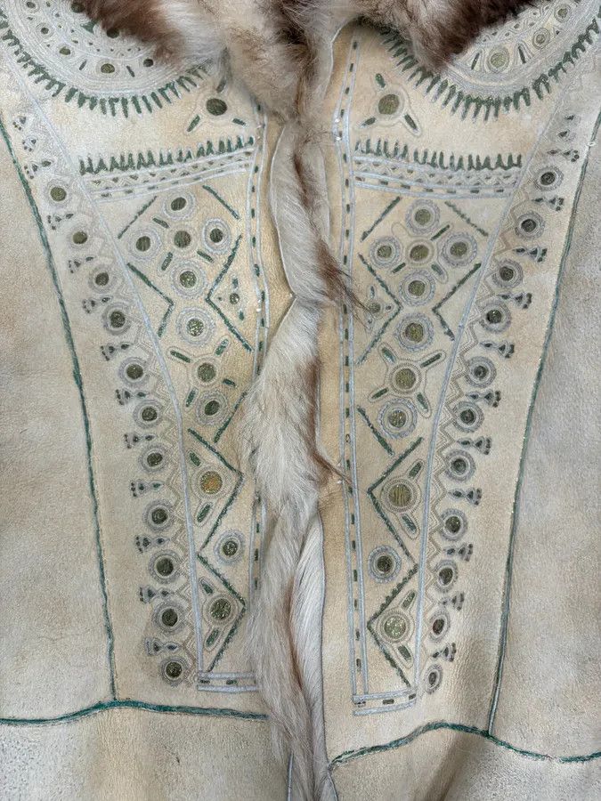 Roberto Cavalli 2000s Roberto Cavalli Ornament Fur Sherling Beige Jacket Size US S / EU 44-46 / 1 - 9 Thumbnail