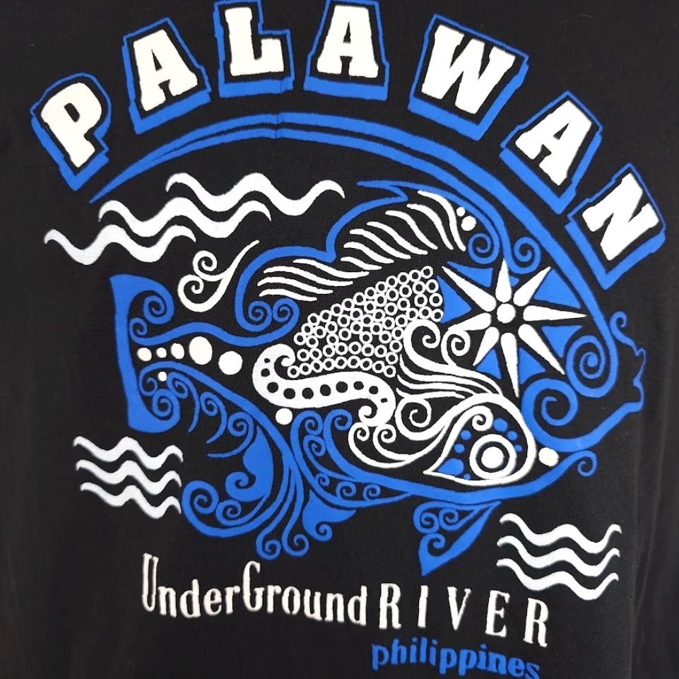 Vintage Palawan Philippines T Shirt Mens Size Small Black Underground River Travel Destination Tee Size US S / EU 44-46 / 1 - 3 Thumbnail
