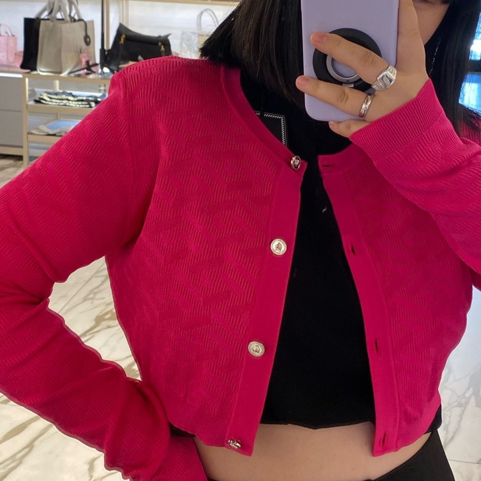 Versace Versace pink cardigan silver Medusa button(limited edition) Size M / US 6-8 / IT 42-44 - 1 Thumbnail