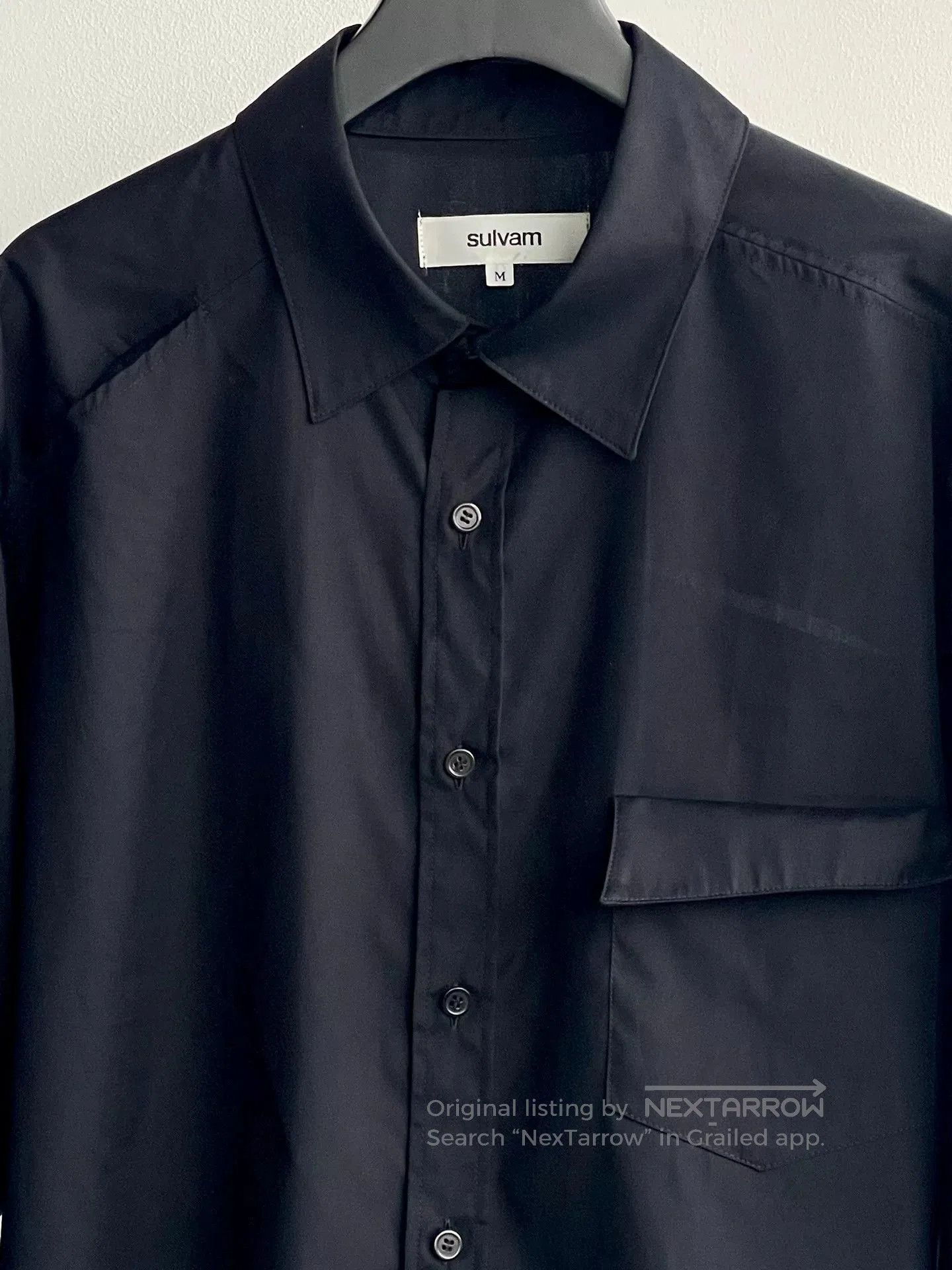 Sulvam Stylish Black Irregular Cut Shirt. Size US M / EU 48-50 / 2 - 4 Thumbnail
