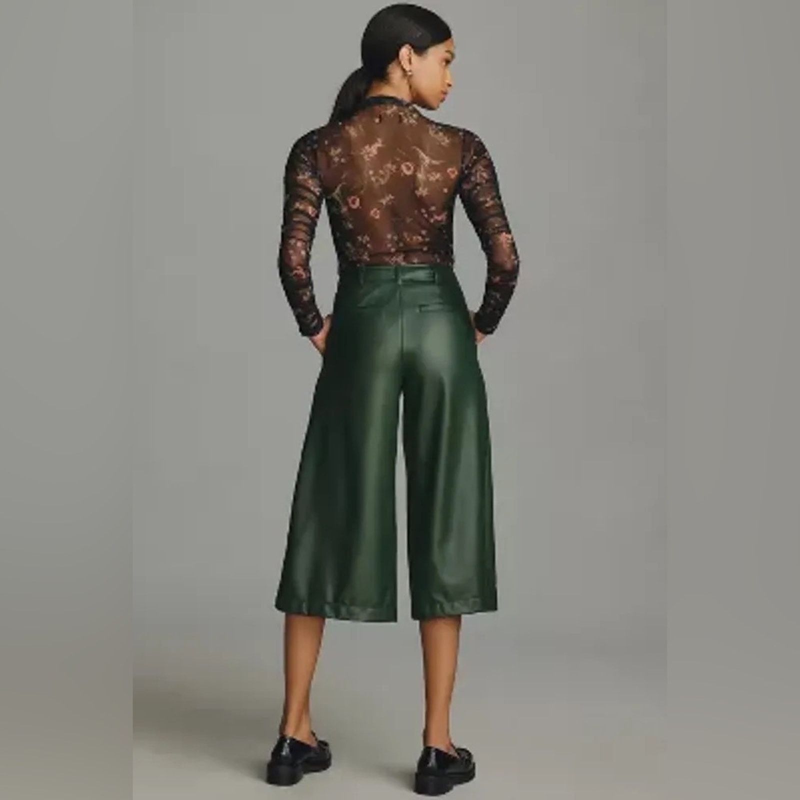 Anthropologie Anthropologie Faux Leather Capris Culottes Cropped US 8 Size 30" / US 8 / IT 44 - 3 Thumbnail