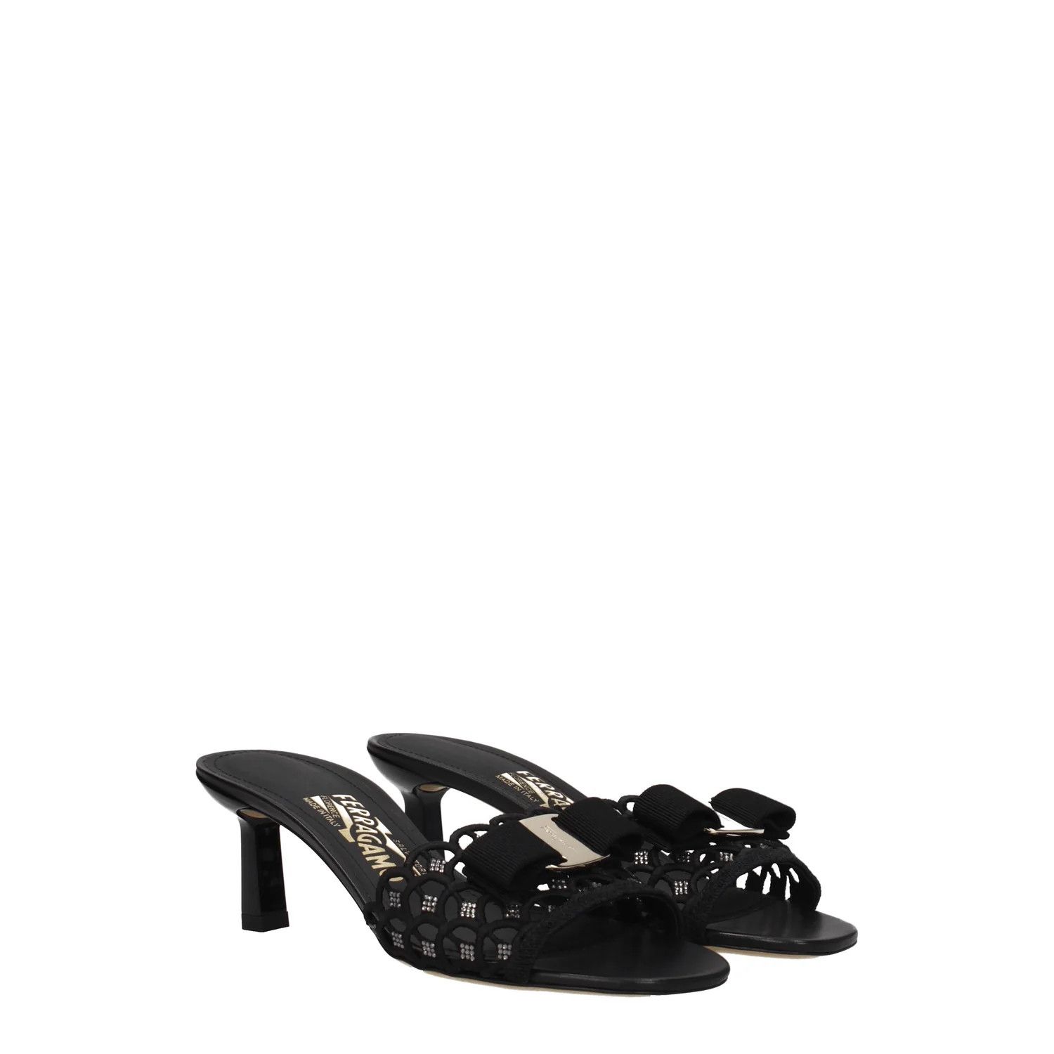 Salvatore Ferragamo ob1o1e1224 Fabric Slippers & Clogs in Black Size US 6.5 / IT 36.5 - 2 Thumbnail