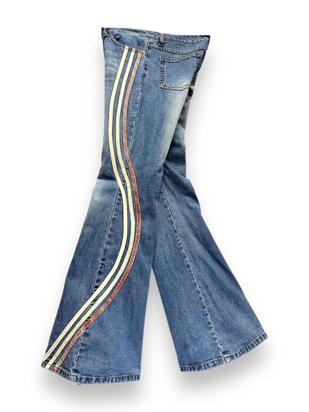 Other ALGONQUINS Distressed 3 Stripes Skinny Ultra Flare Low Rise Size 28" / US 6 / IT 42 - 6 Thumbnail