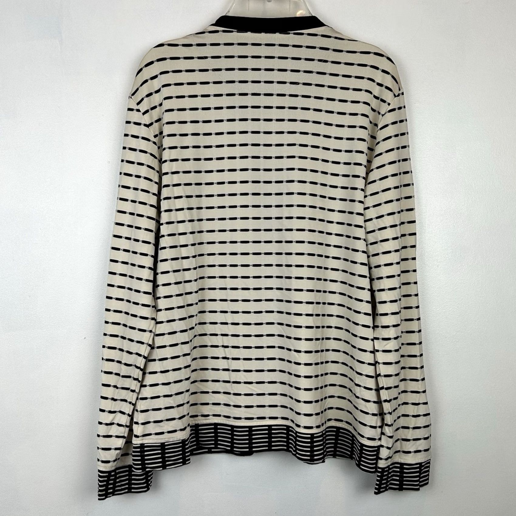 Vintage Chico's Shirt Jacket Women Small Zip Black Slinky Liquid Knit Knit Jacket Geometric Pattern Long Sleeve Casual Travel Everyday Modern Size S / US 4 / IT 40 - 2 Thumbnail