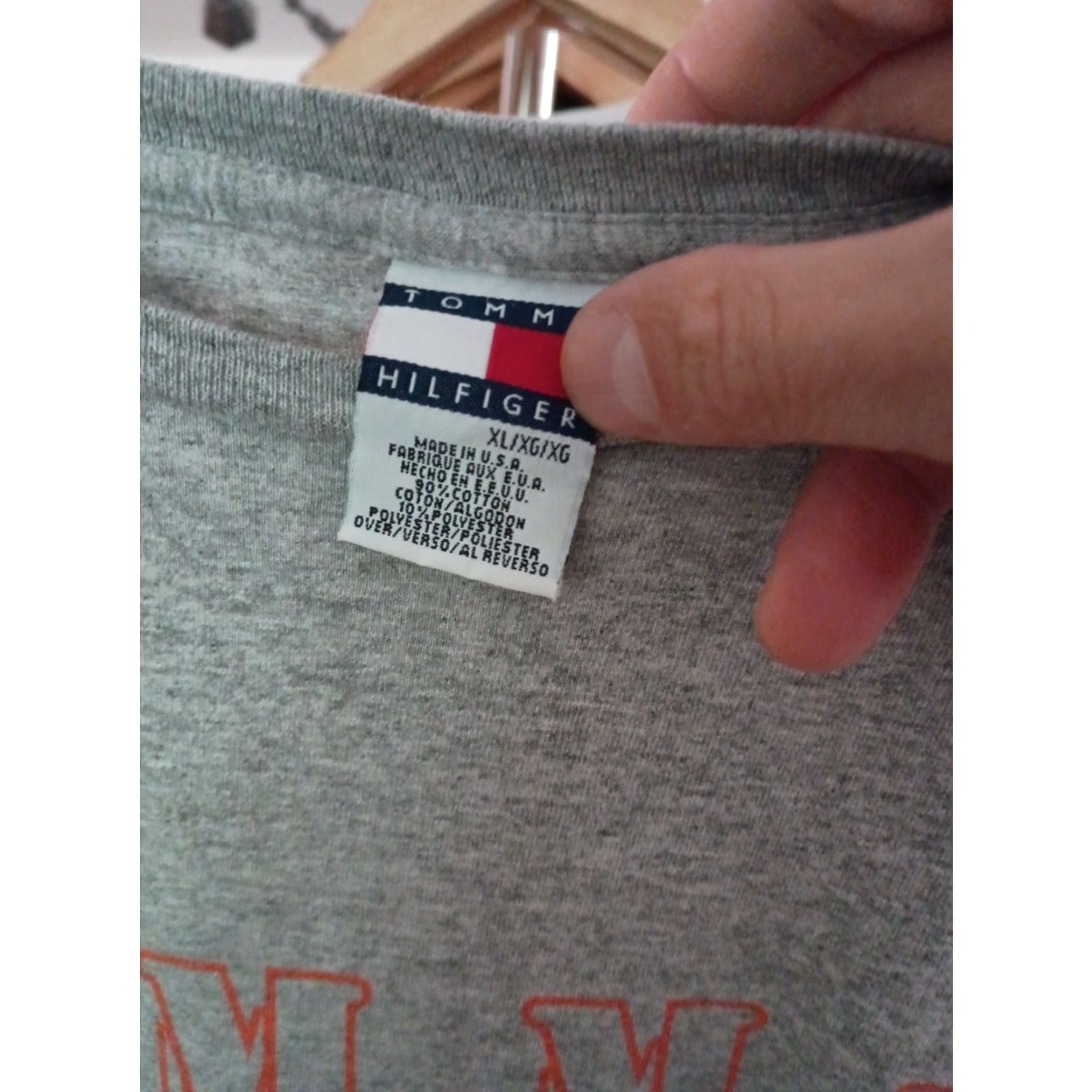 Tommy Hilfiger VINTAGE Tommy Hilfiger Made In USA Long Sleeve Tee Spell Out Grail XL Mens Gray Shirt Size US XL / EU 56 / 4 - 2 Thumbnail