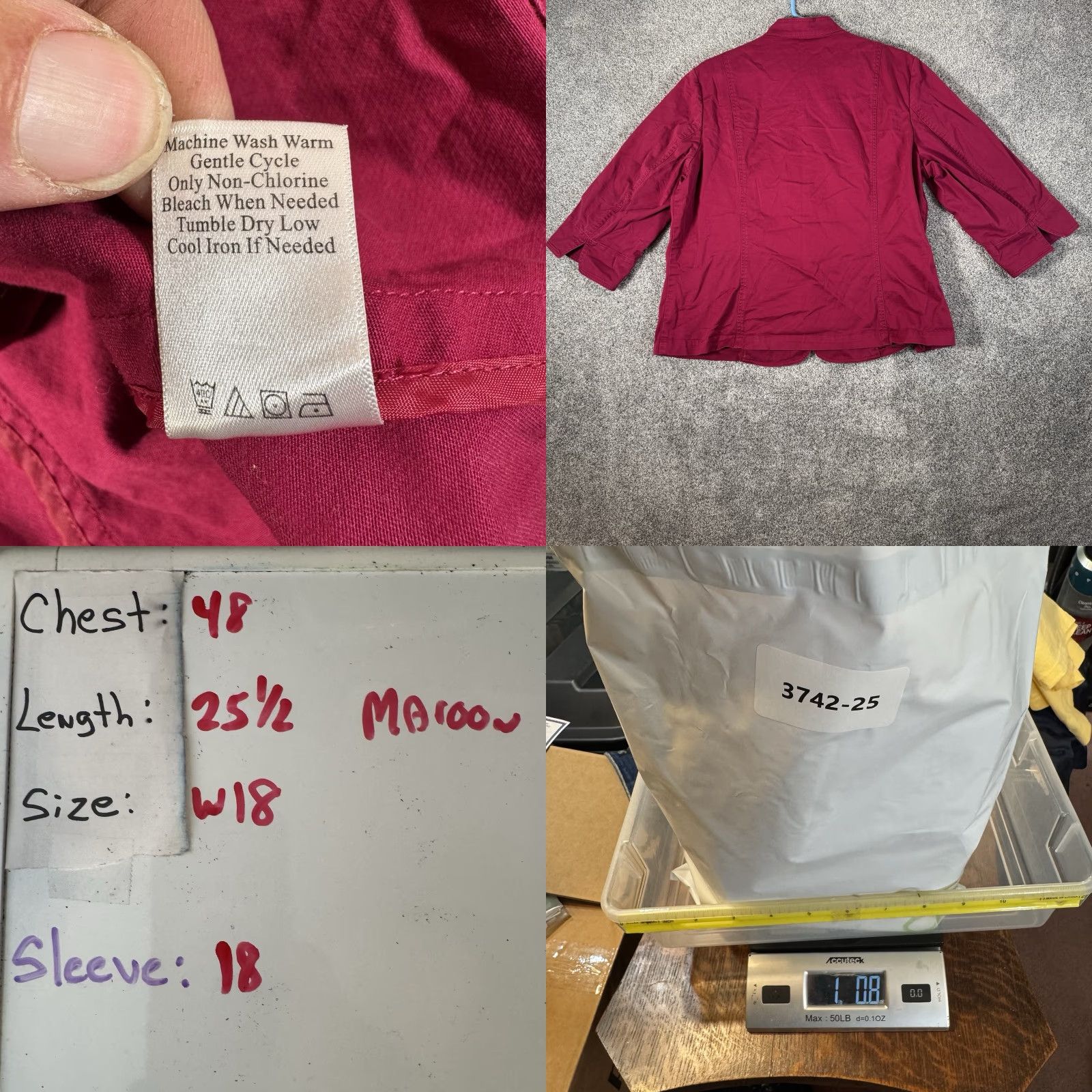 Coldwater Creek VINTAGE Coldwater Creek Mandarin Collar Swing Jacket 18W Women Plus Red Cotton Spandex 3/4 Sleeve Button Casual Size XXL / US 16-18 / IT 52-54 - 8 Thumbnail