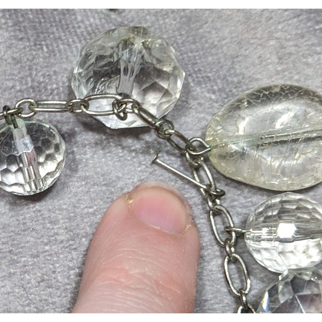 Other Elegant Glam Clear Beaded Statement Necklace With Silver Ton Size ONE SIZE - 3 Thumbnail