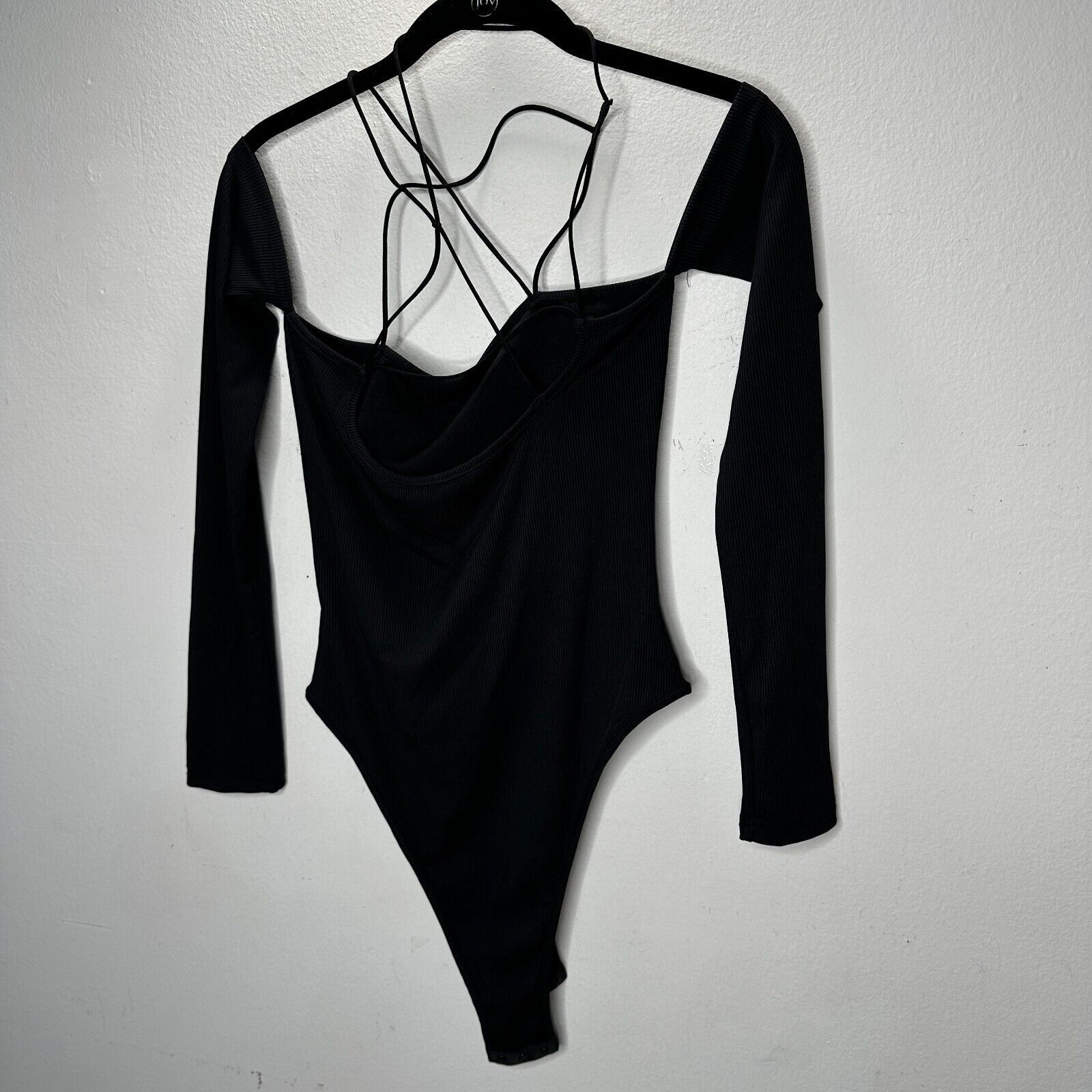 Other Black Bandeau Style Attached Arm Sleeve Cross Back Bodysuit Size M / US 6-8 / IT 42-44 - 8 Thumbnail