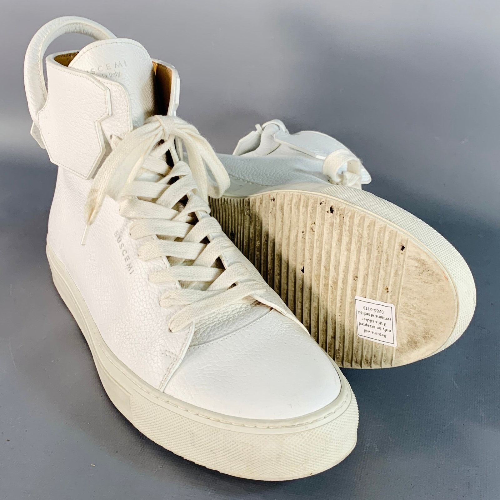 Buscemi BUSCEMI Size 10 White Gold Tone Leather High Top Sneakers Size US 10 / EU 43 - 5 Thumbnail
