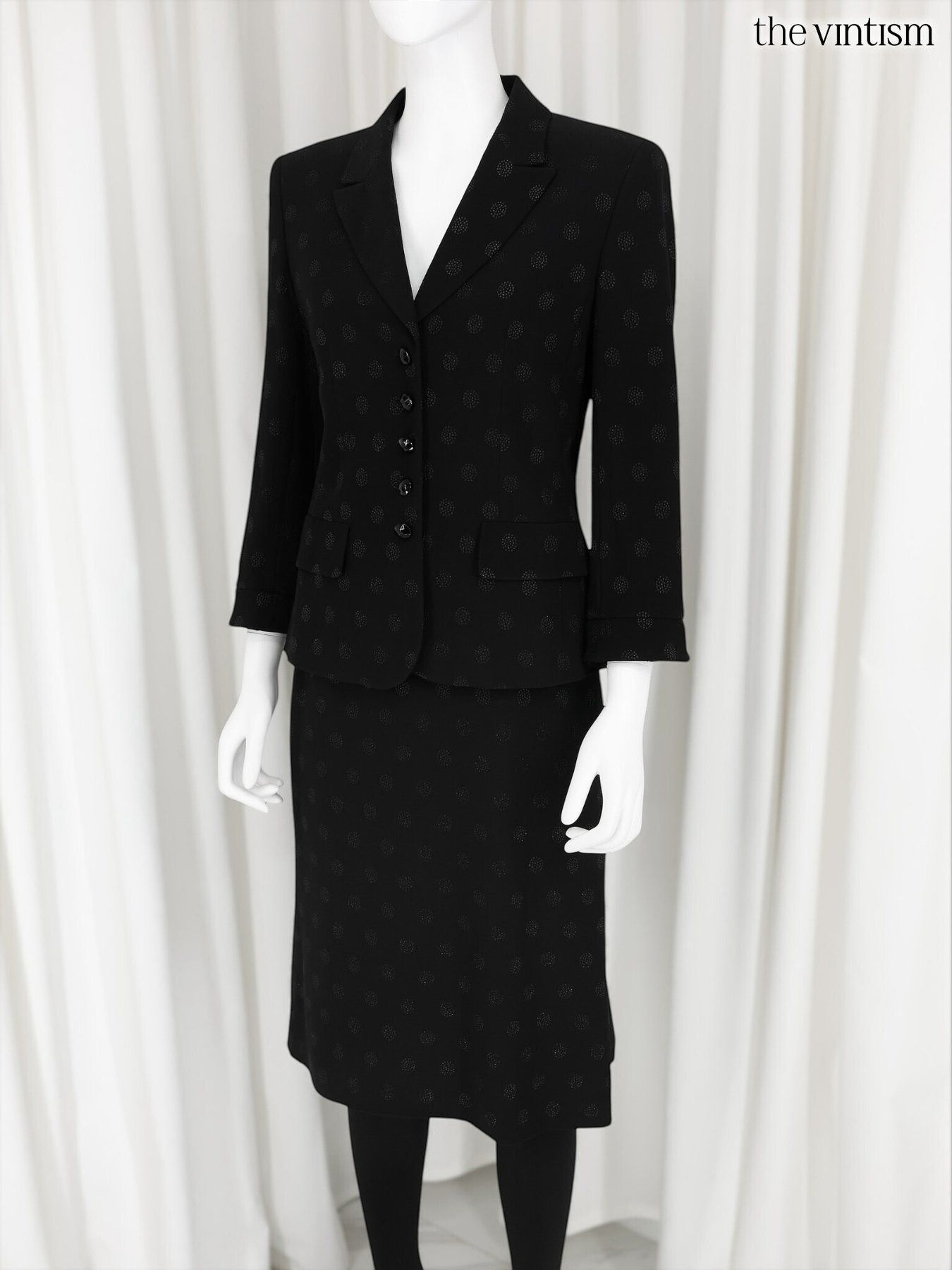 Escada Escada Black Pattern Skirt Suit Set Acetate/Rayon XS/S 34/36 Size XS / US 0-2 / IT 36-38 - 1 Thumbnail