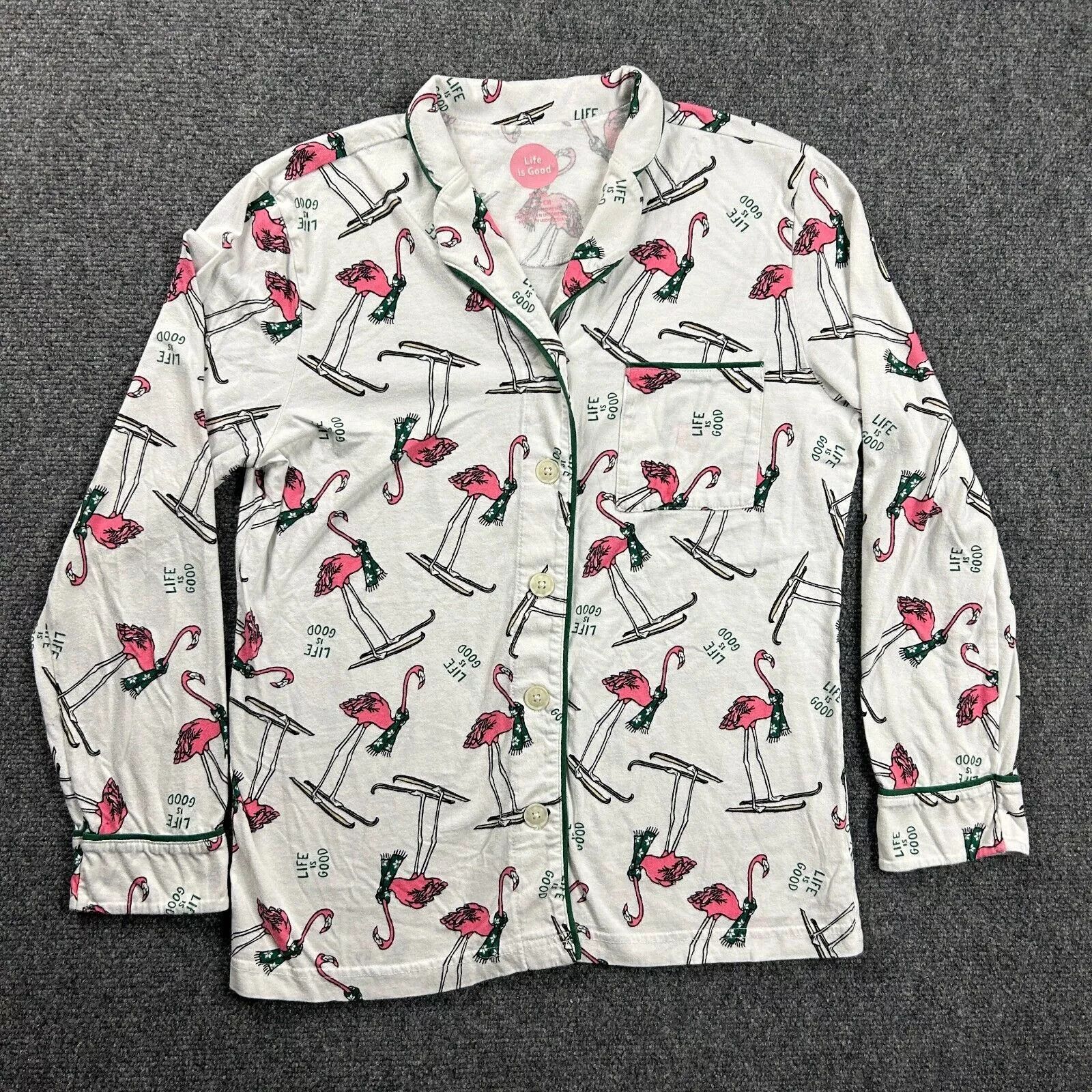 Life is Good Life is Good Sleep Shirt Womens Small Button Up Flamingos Size S / US 4 / IT 40 - 1 Thumbnail