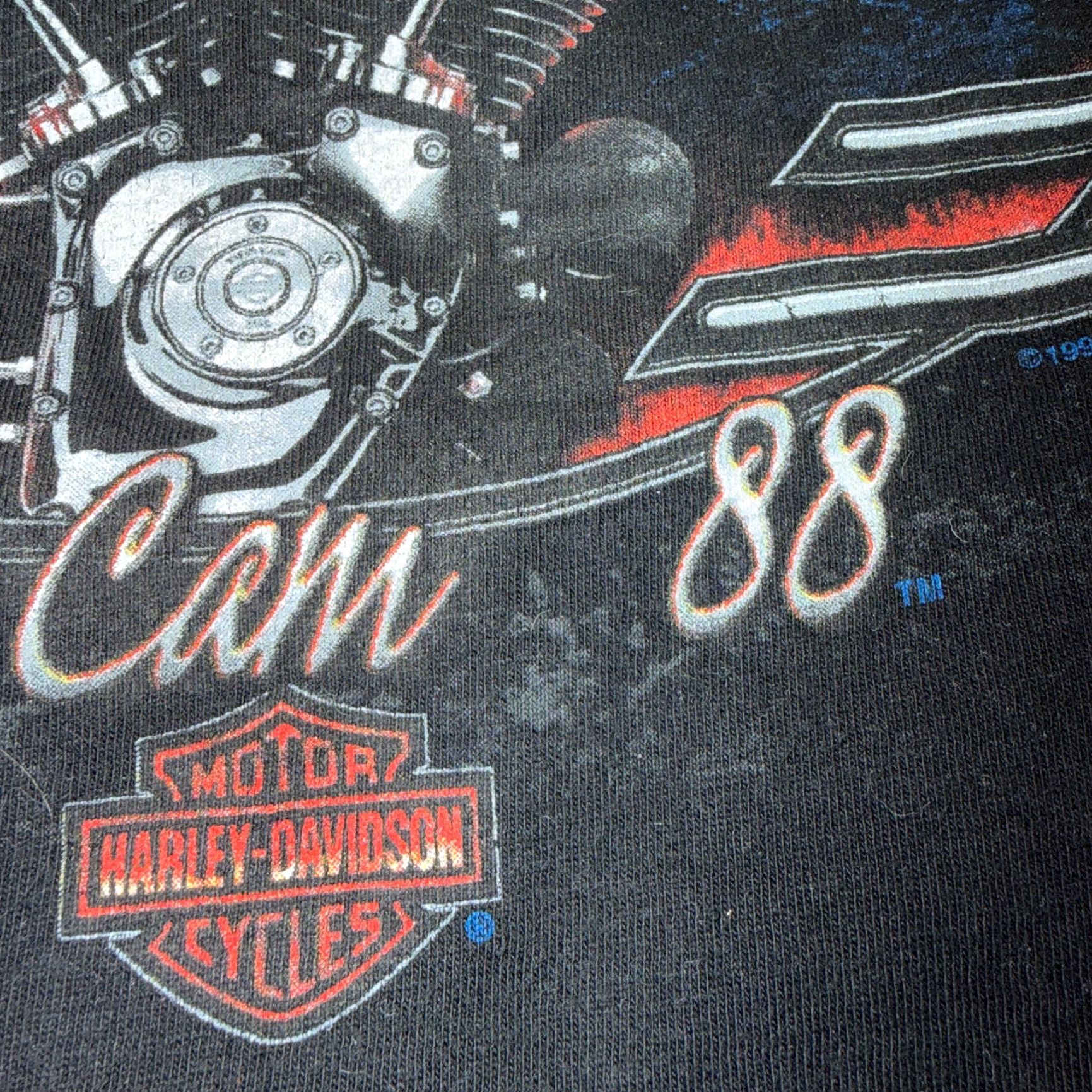 Harley Davidson Harley-Davidson T-Shirt Vintage Black 2XL Washington Graphic Tee Mens 70s 80s Motorcycle Logo Double-Sided Short Sleeve Knit Cotton Size US XXL / EU 58 / 5 - 3 Thumbnail