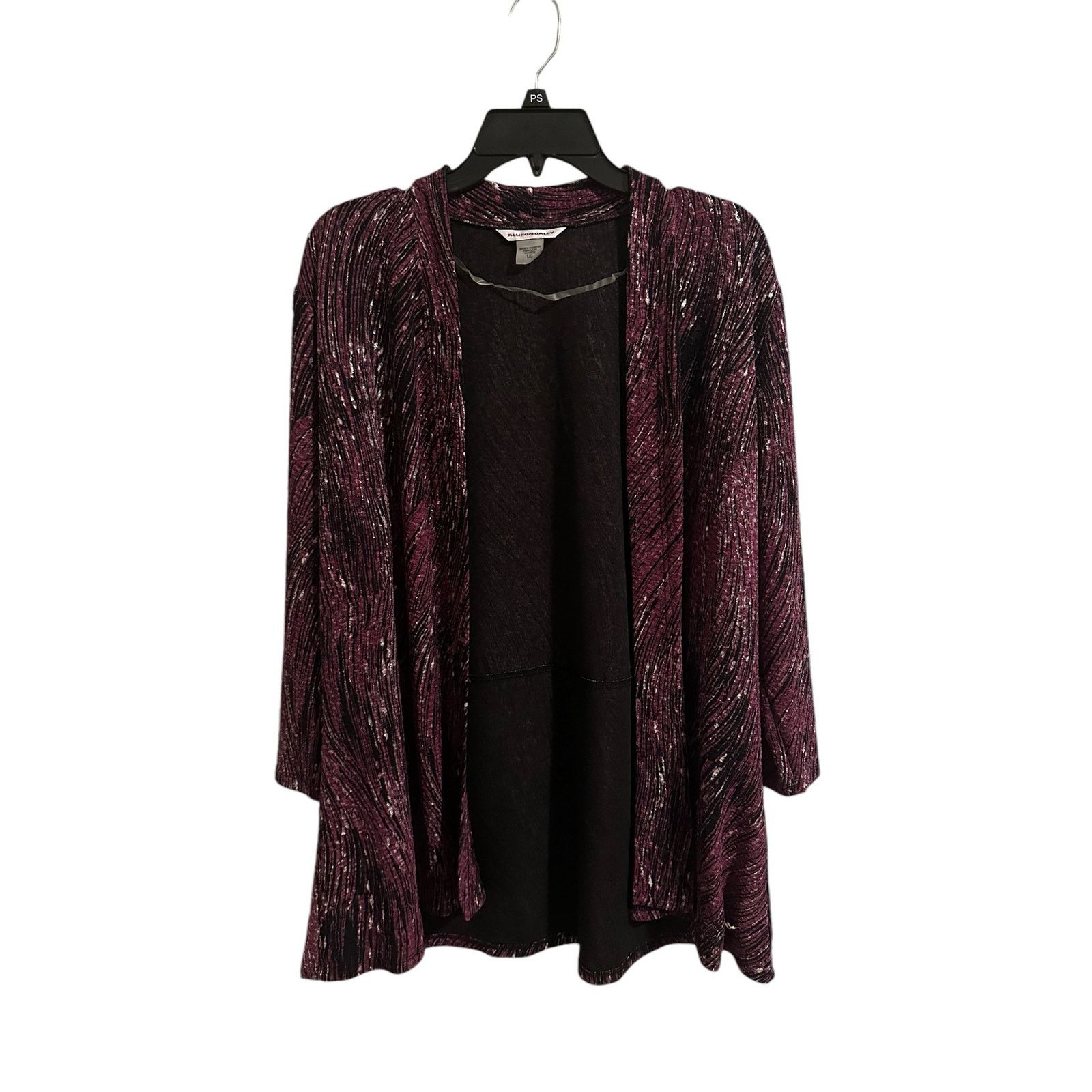 Other Allison Daley Womens 3/4 Sleeve Purple Striped Open Cardigan Size L / US 10 / IT 46 - 2 Thumbnail