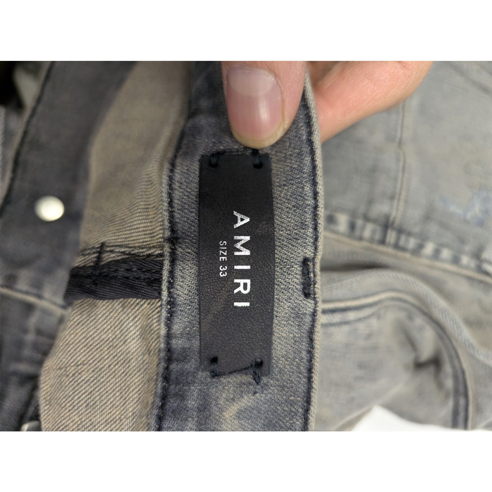 Amiri o1rshd1 Q:3 / Military Stencil Jean Denim Jeans in Grey 33 Size US 33 - 16 Thumbnail