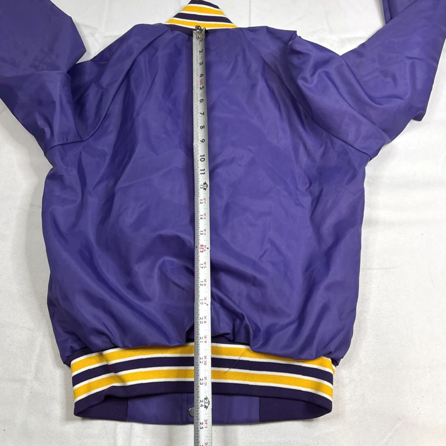 Vintage VINTAGE WestArk Satin Jacket Snap Front XS Purple Yellow 80s Men’s Varsity Jacket Jacket Mens XS Purple 80s Satin Snap Nylon Blk? Size US XS / EU 42 / 0 - 6 Thumbnail