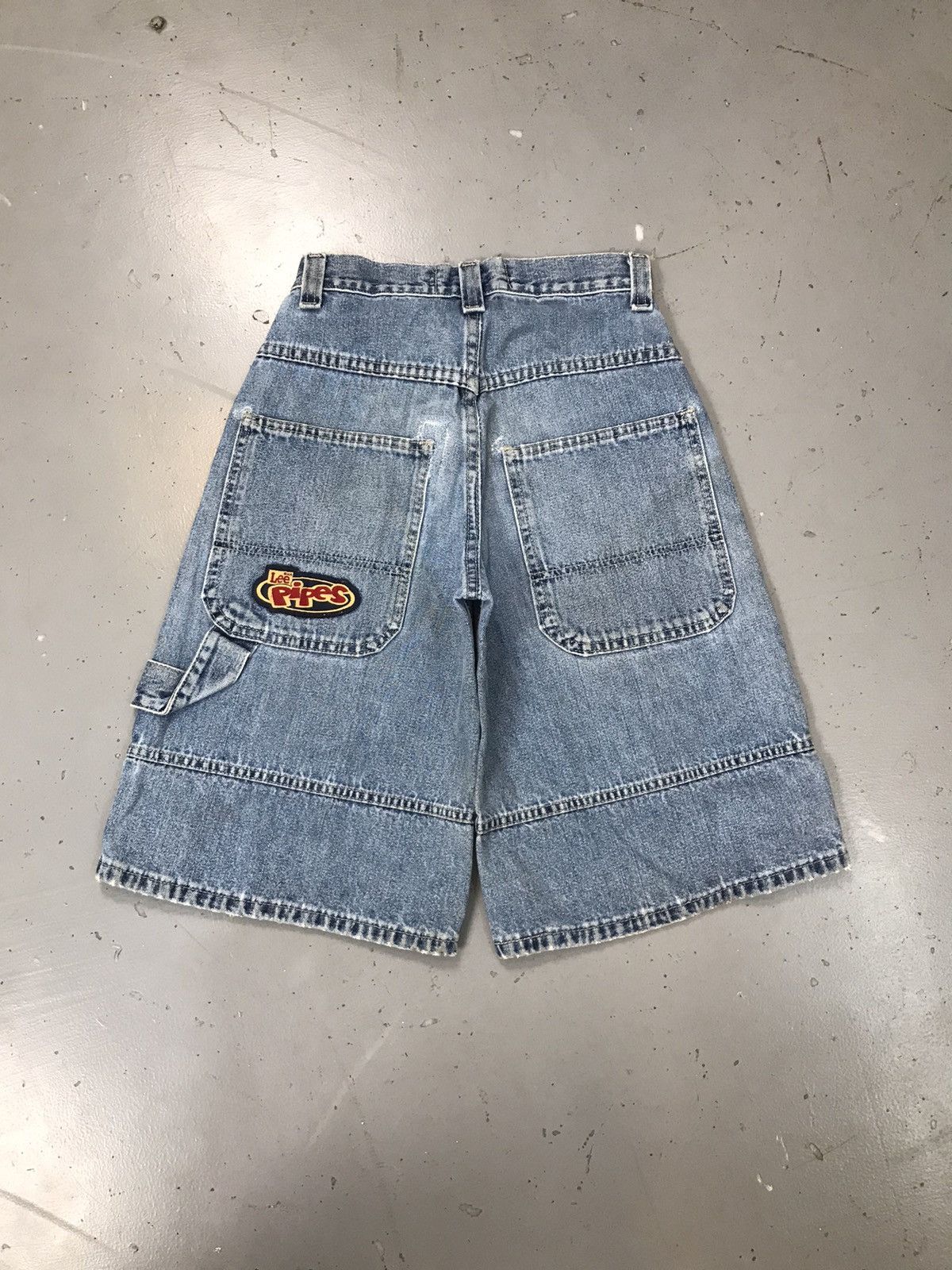 Lee Vintage pipes big pockets logo patched denim short Size 24" / US 00 / IT 34 - 2 Thumbnail