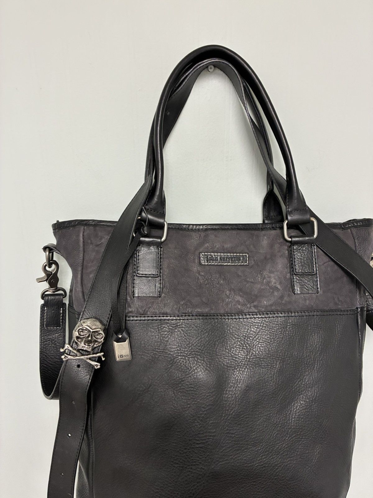 John Varvatos Skull Buckle Leather Bag W Strap. Size ONE SIZE - 5 Thumbnail