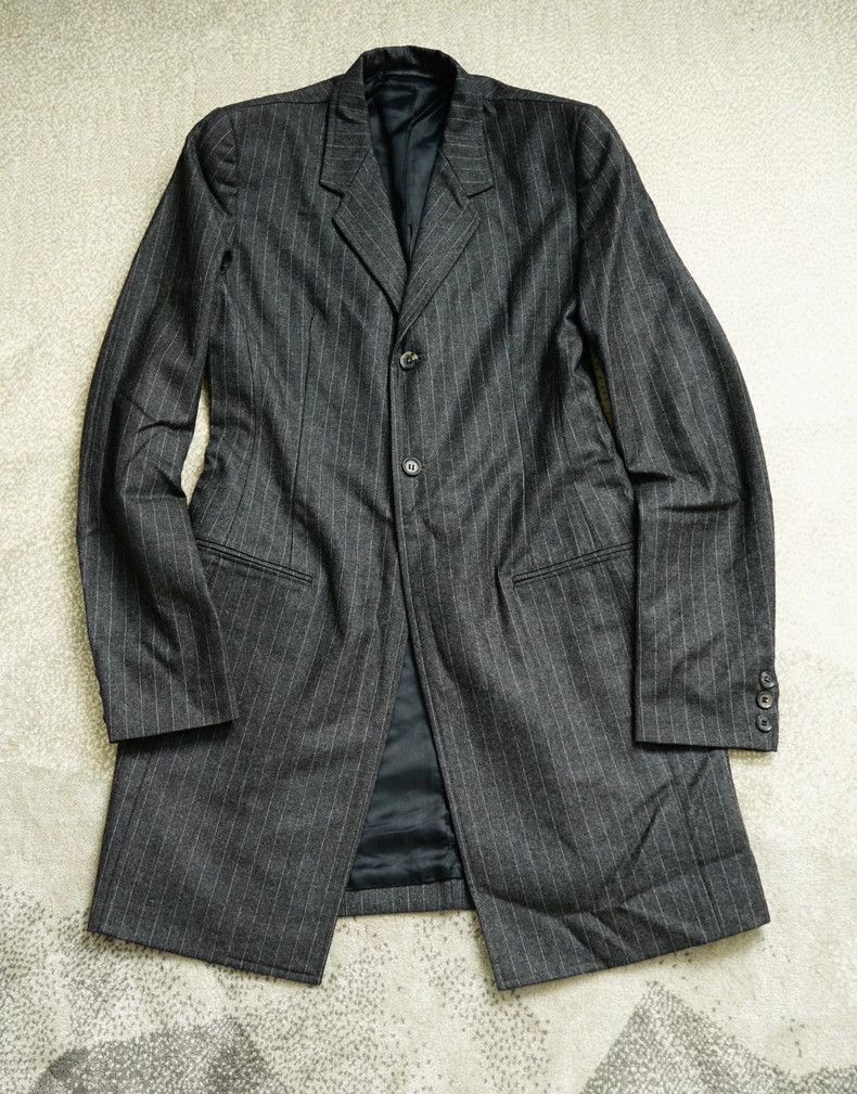 Yohji Yamamoto yohji yamamoto Vertical cut waist striped wool coat 2503-Ne Size US M / EU 48-50 / 2 - 1 Thumbnail