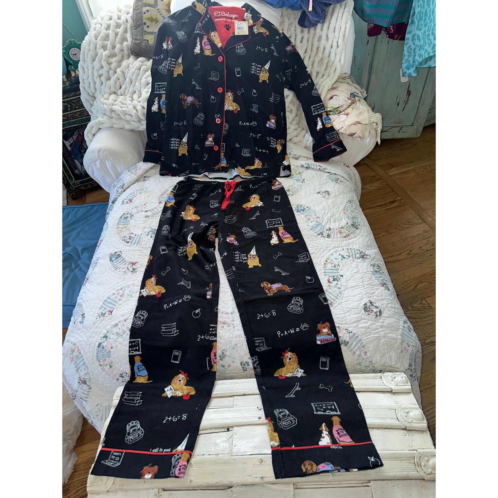 Other NWT PJ SALVAGE COTTON FLANNEL TEACHER'S PET DOGS PAJAMAS S Size ONE SIZE - 5 Thumbnail