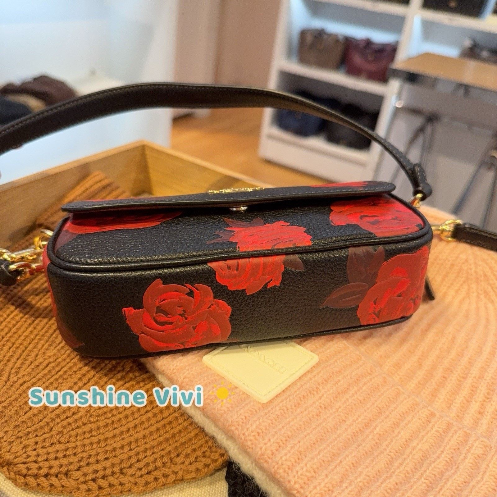 Coach NWT Coach Floral Hailey Flap Crossbody Bag CCF74 Black/Red Size ONE SIZE - 3 Thumbnail