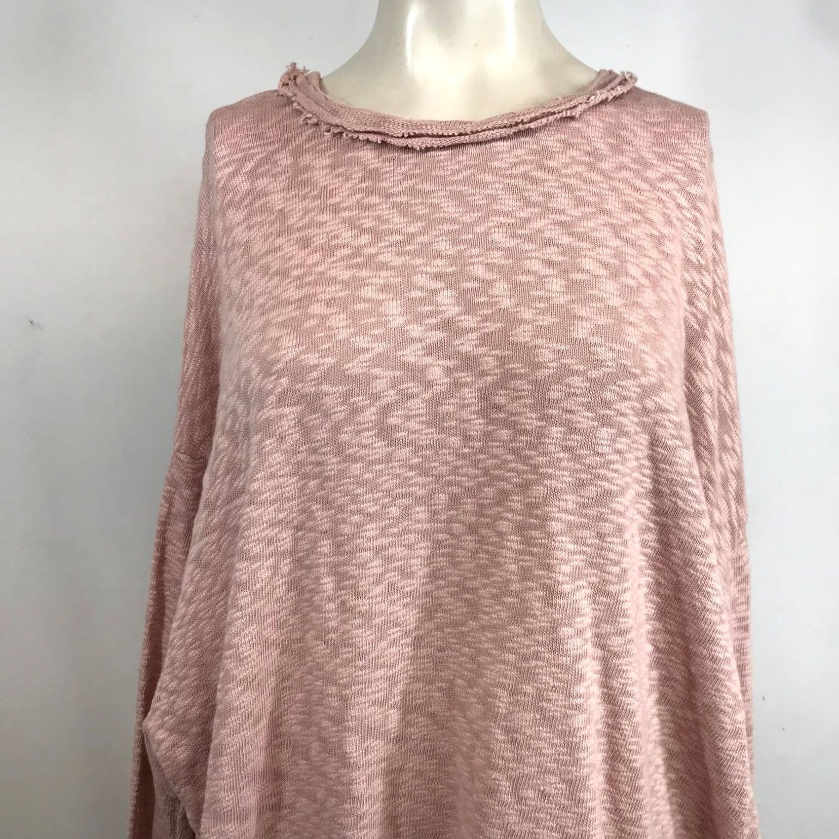 Vintage POL Womens Oversized Marled Knit Sweater Dusty Rose Pink Raw Edge SMT2254E L Size L / US 10 / IT 46 - 2 Thumbnail