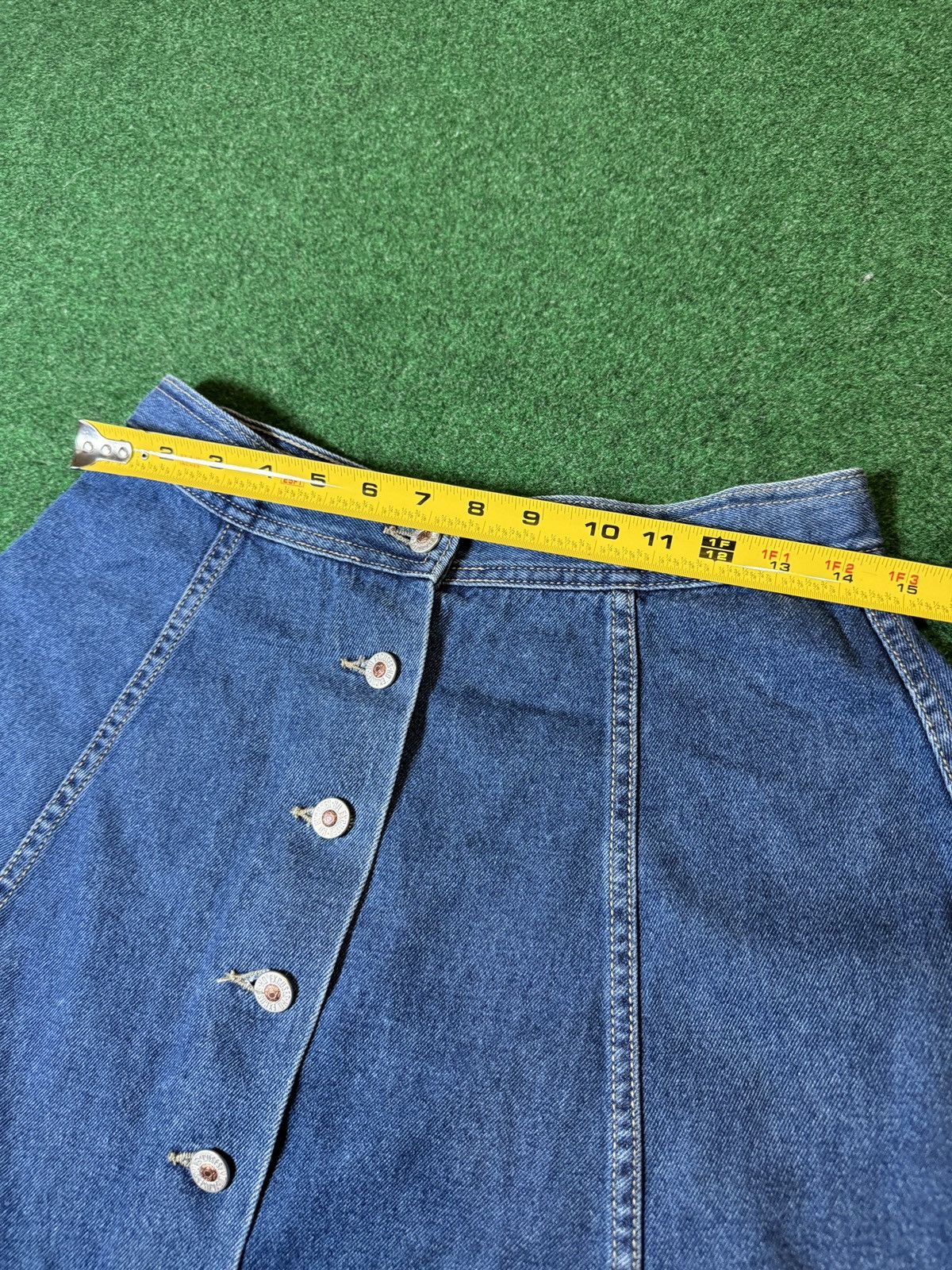 Vintage Vintage 90s No Excuses Femme Fatale 11/12 Denim Mini Skirt Size 34" / US 12 / IT 48 - 7 Thumbnail