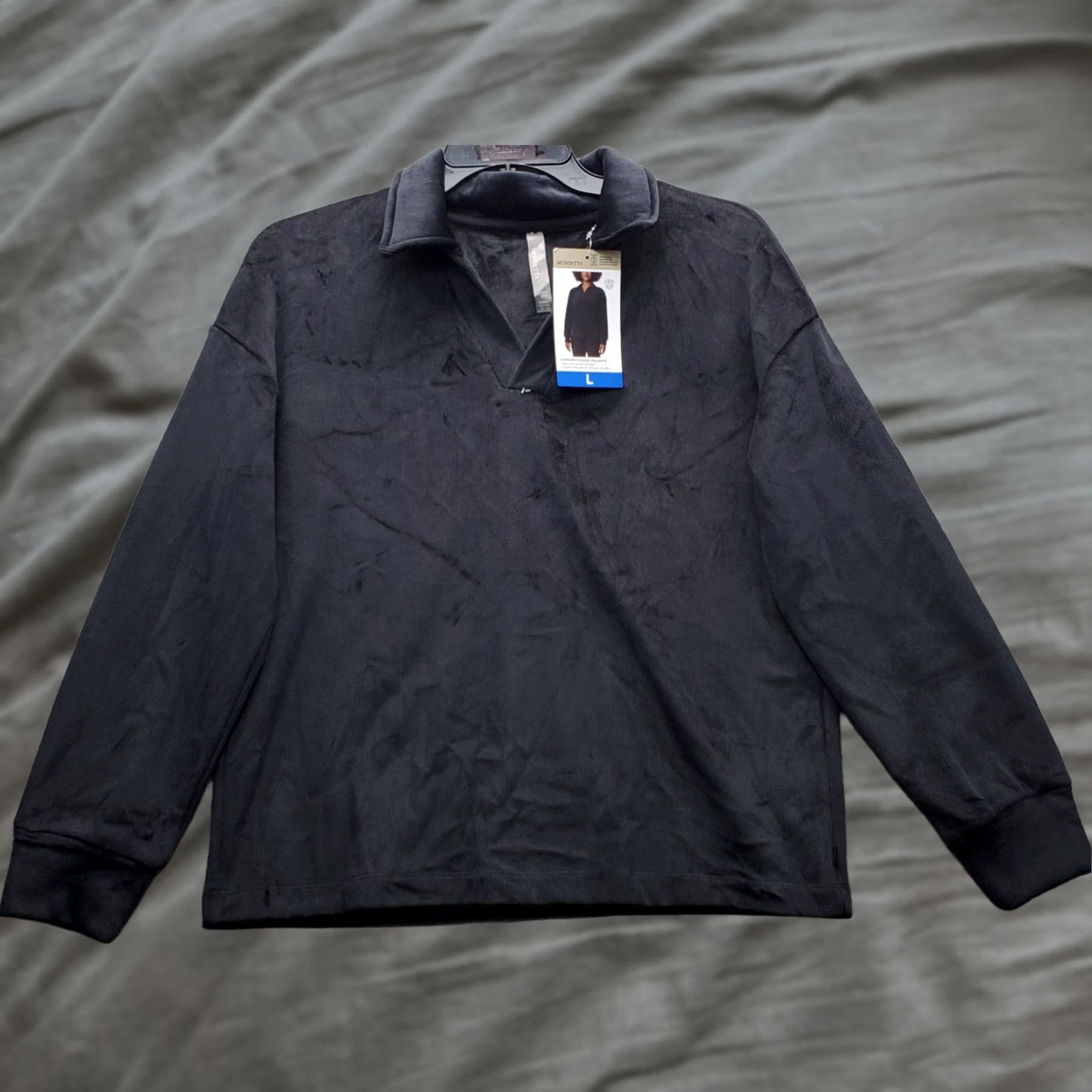 Vintage Mondetta Womens Corduroy Fleece Pullover Sweater Black L Shirt Size L / US 10 / IT 46 - 1 Thumbnail