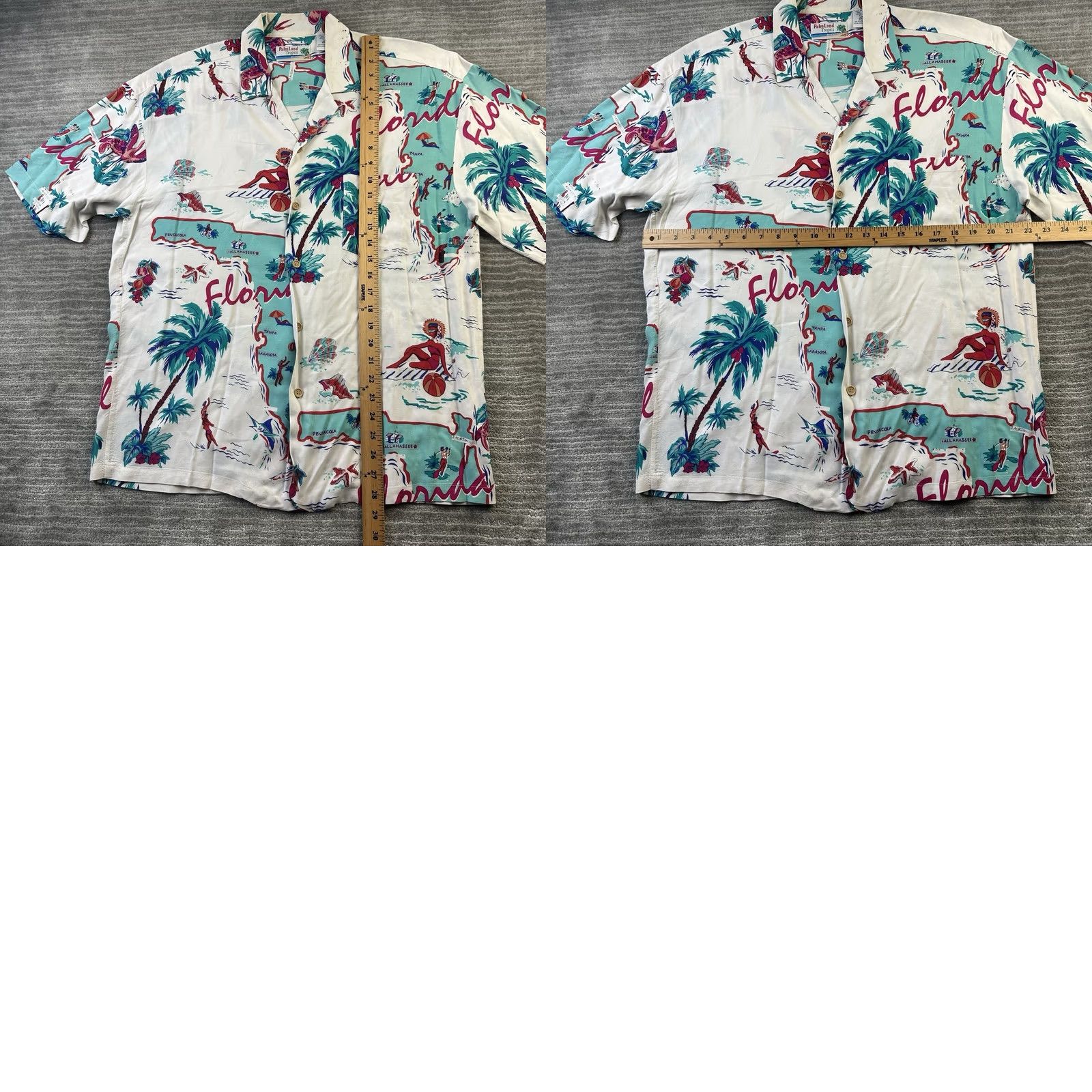 Vintage Vintage Florida Hawaiian Shirt Large Button Up Loop Collar Camp Surf Mens Cotton Rayon Size US L / EU 52-54 / 3 - 8 Thumbnail