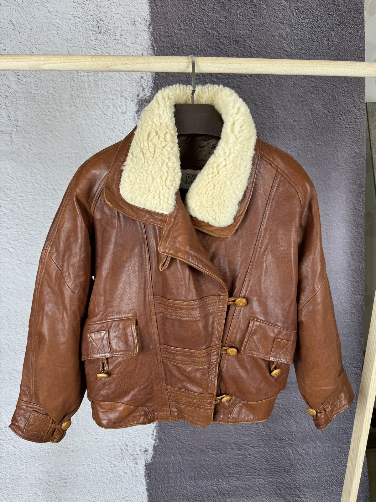 Vintage Vintage 80s 90s brown motorcycle leather Sherpa jacket Size M / US 6-8 / IT 42-44 - 3 Thumbnail