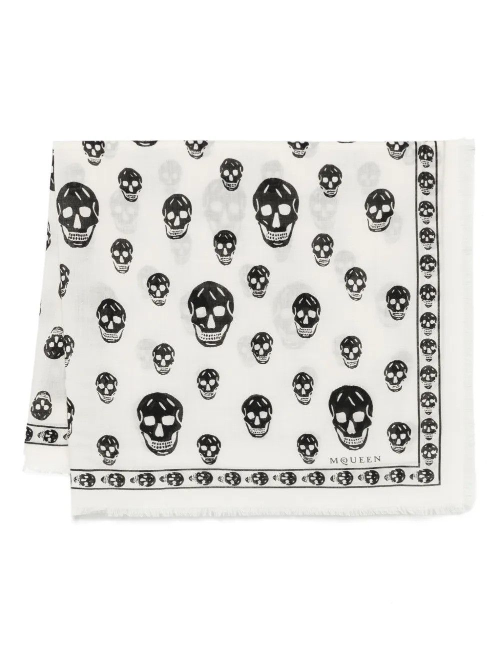 Alexander McQueen ALEXANDER MCQUEEN white & black skull print modal silk scarf Size ONE SIZE - 1 Thumbnail